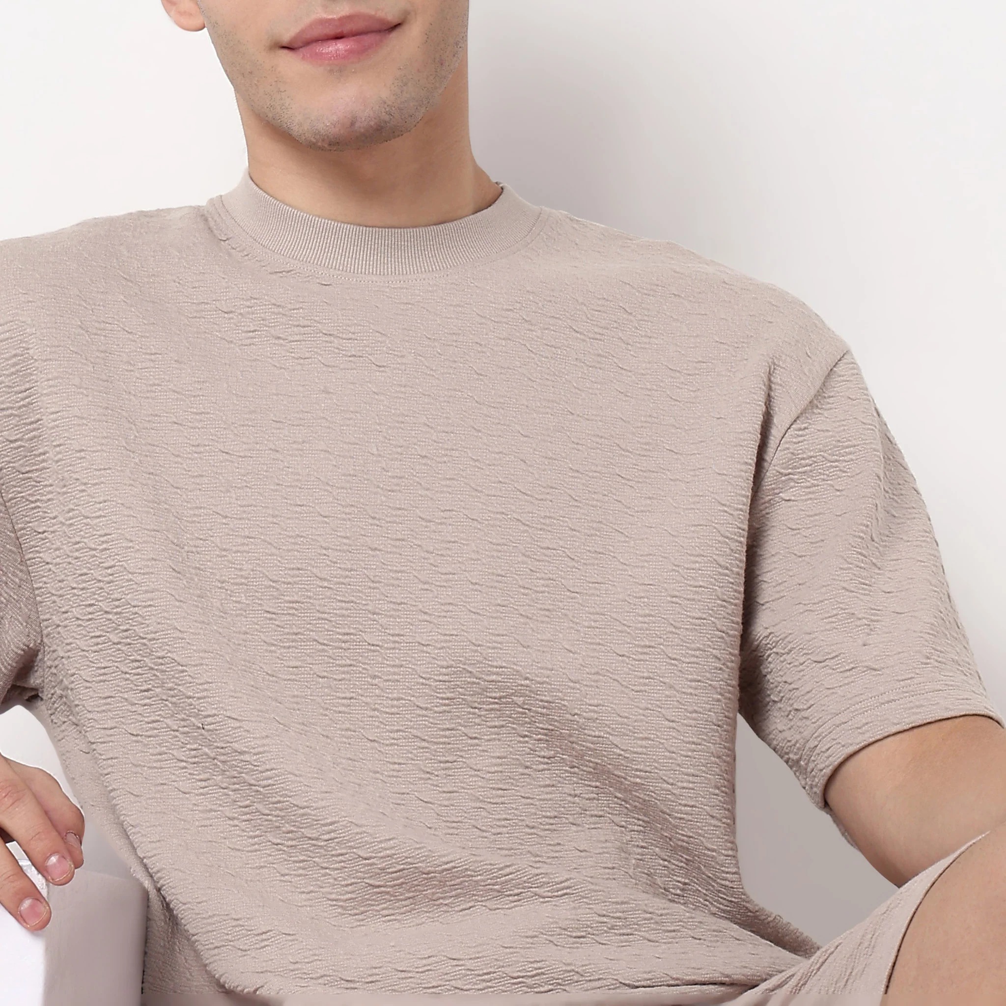 Oversize Crew Neck Structured Unisets T-Shirt - Image 9