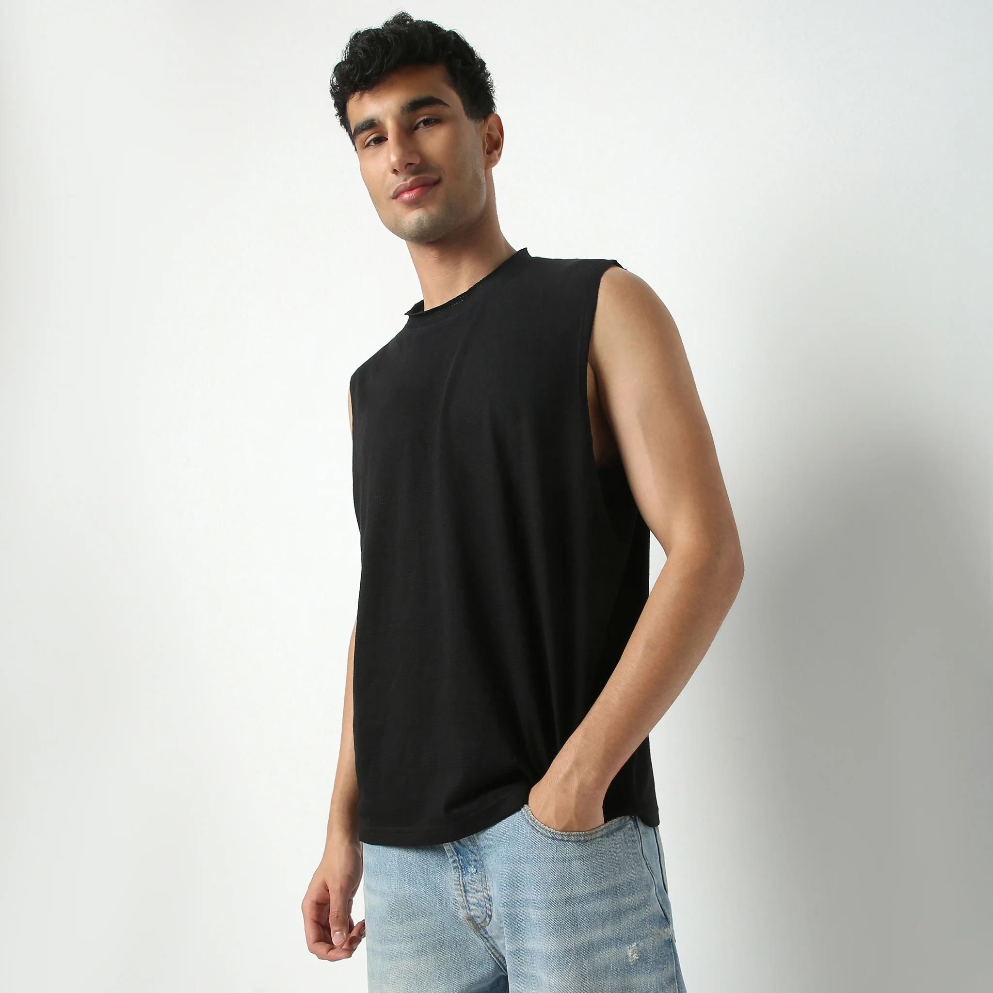 Oversize Structured Crew Neck Sleeveless Baggy T-Shirt - Image 14
