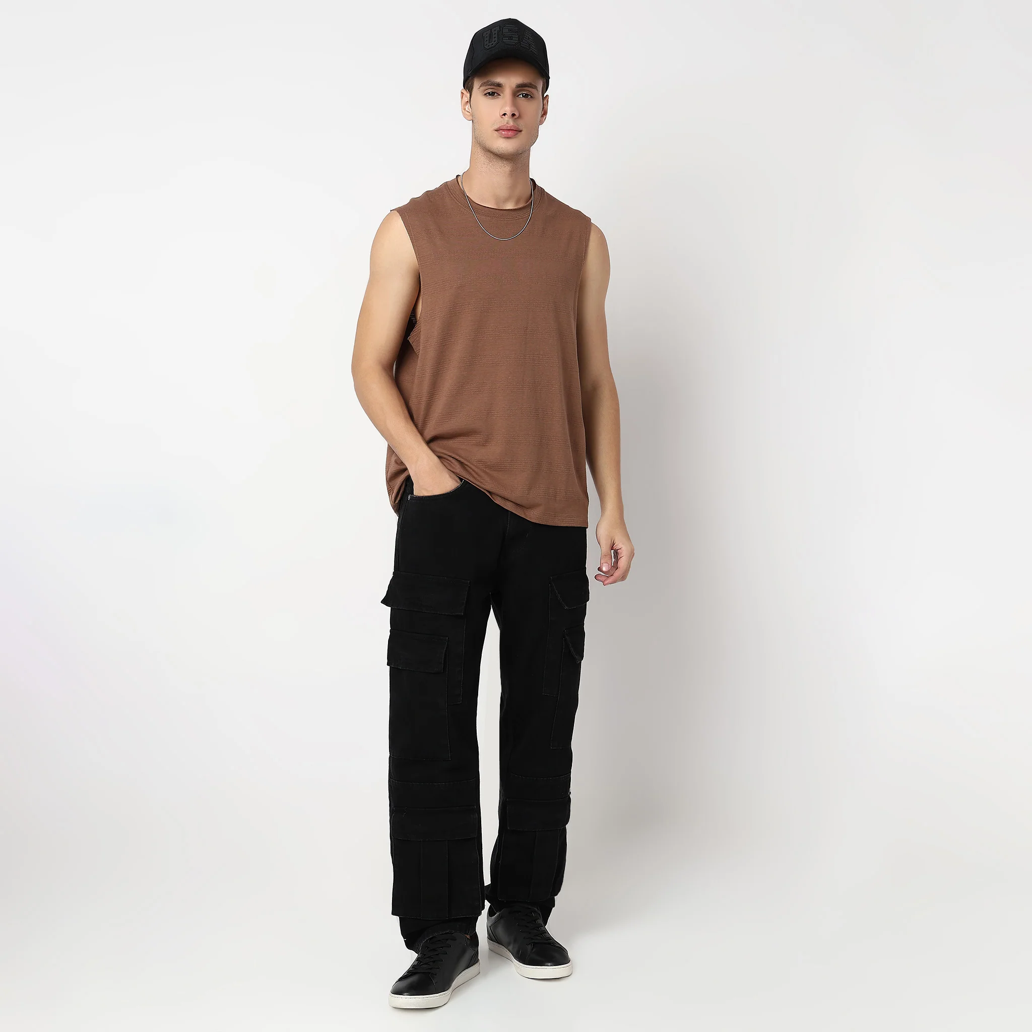 Oversize Structured Crew Neck Sleeveless Baggy T-Shirt - Image 16
