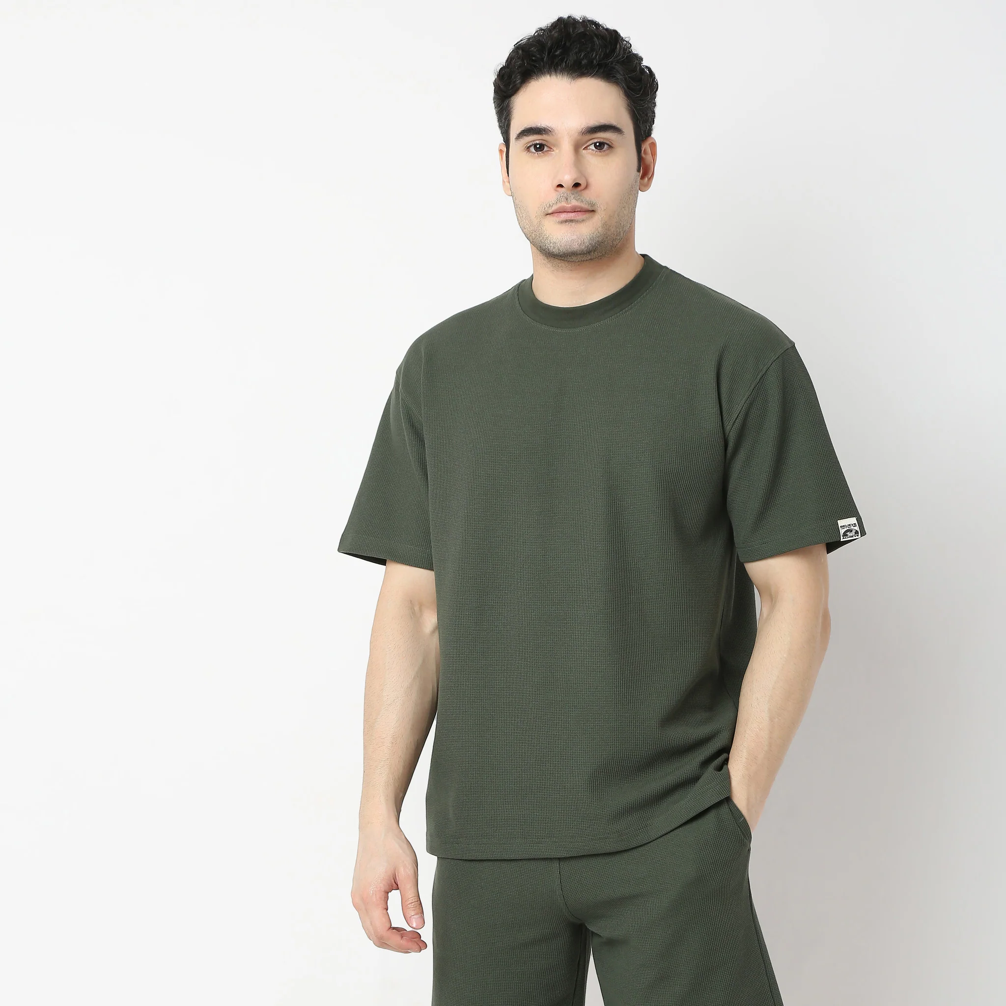 Oversize Micro Waffle Comfort T-Shirt - Image 2