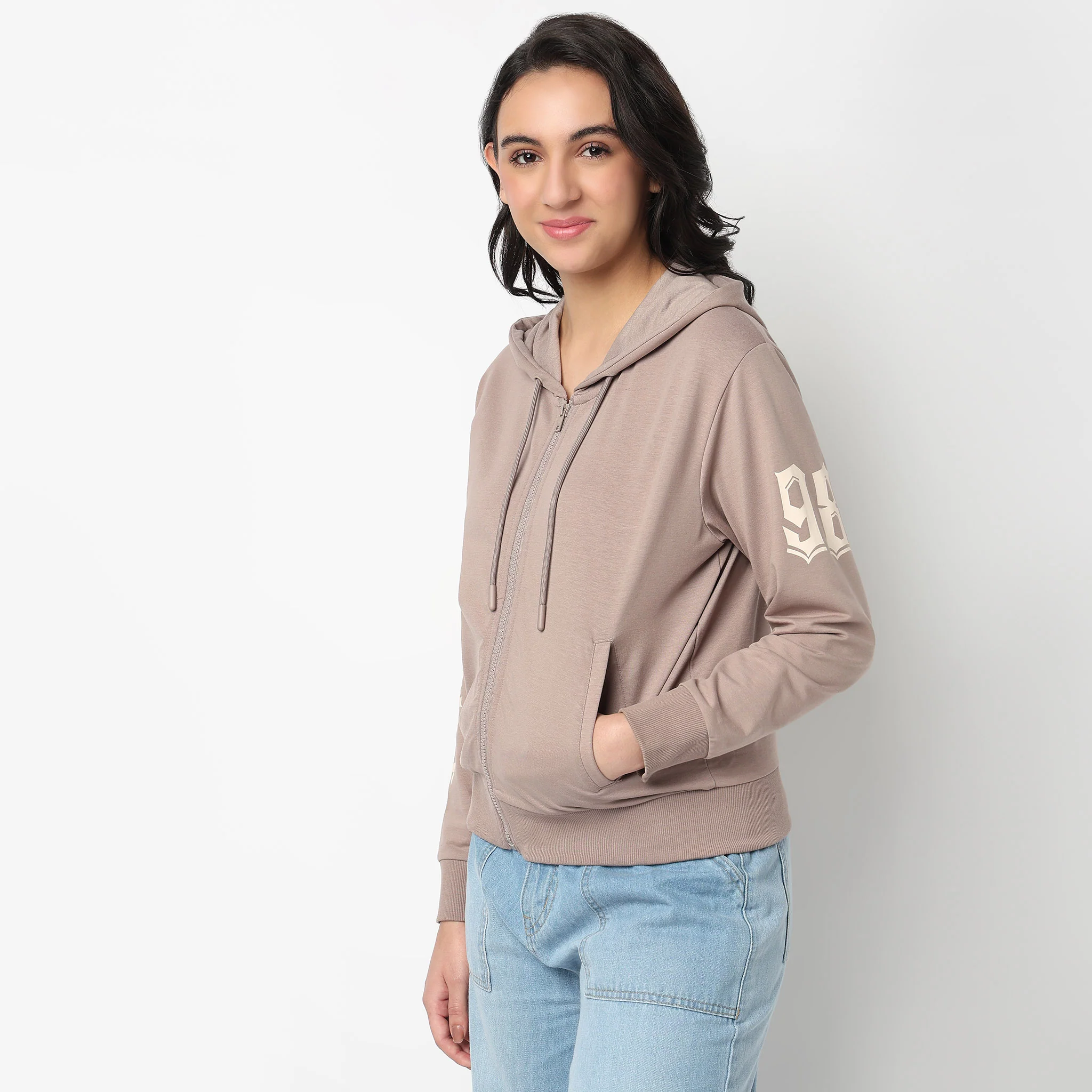Oversize Sweatshirt With Graphic Print On Chest And Sleeve - Image 5