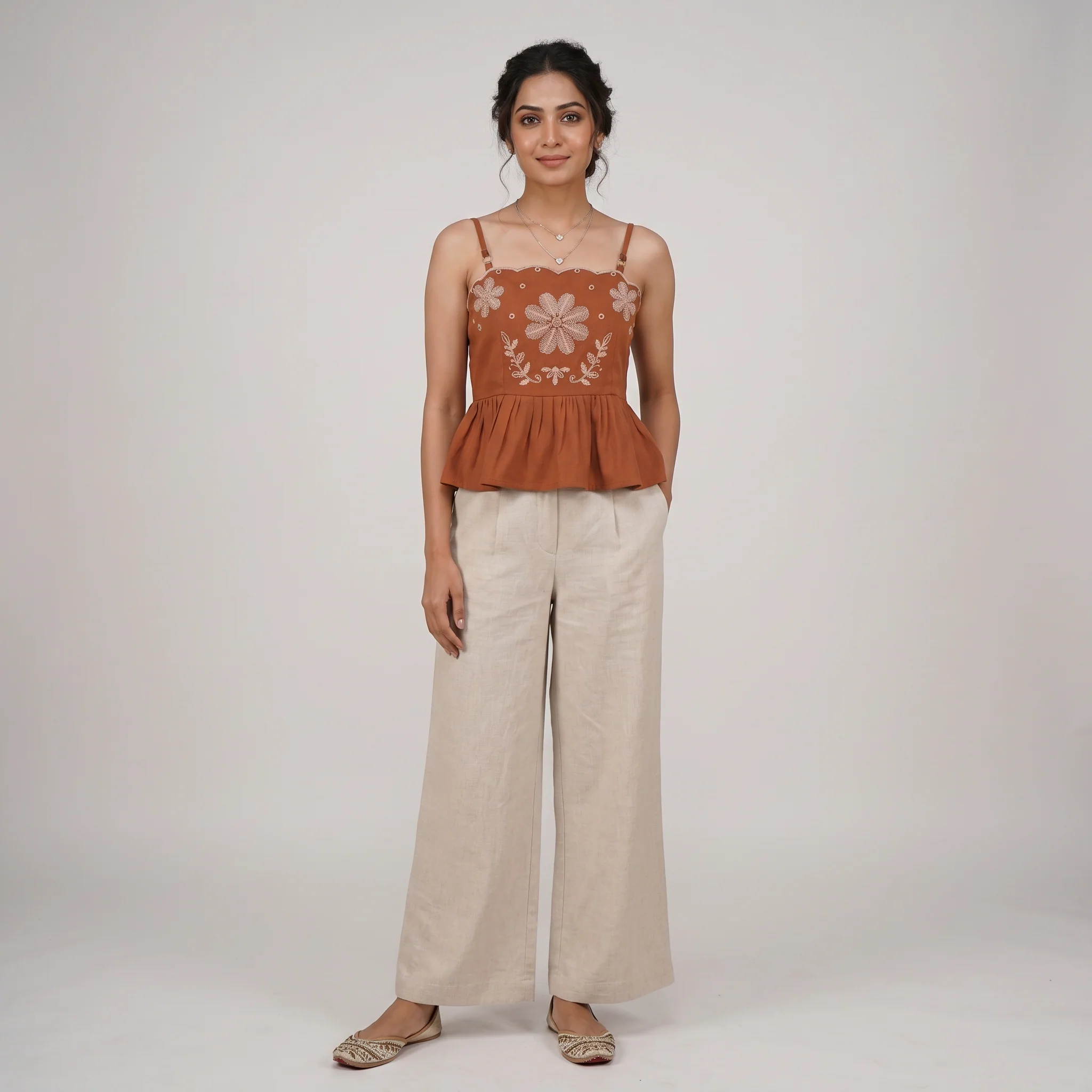 Peplum Embroidered Top