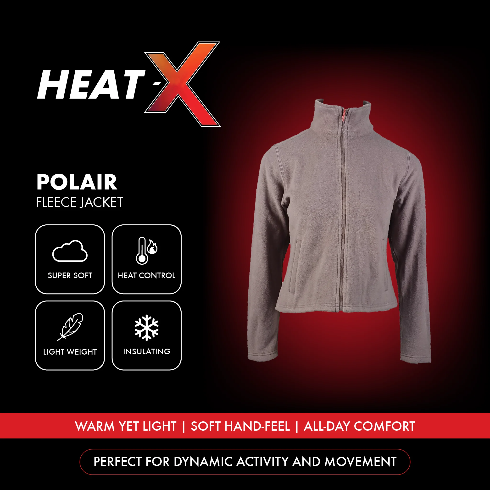 Heat-X Polair Fleece High Neck Jacket - Comfort Stretch with Welt Pockets - Image 6
