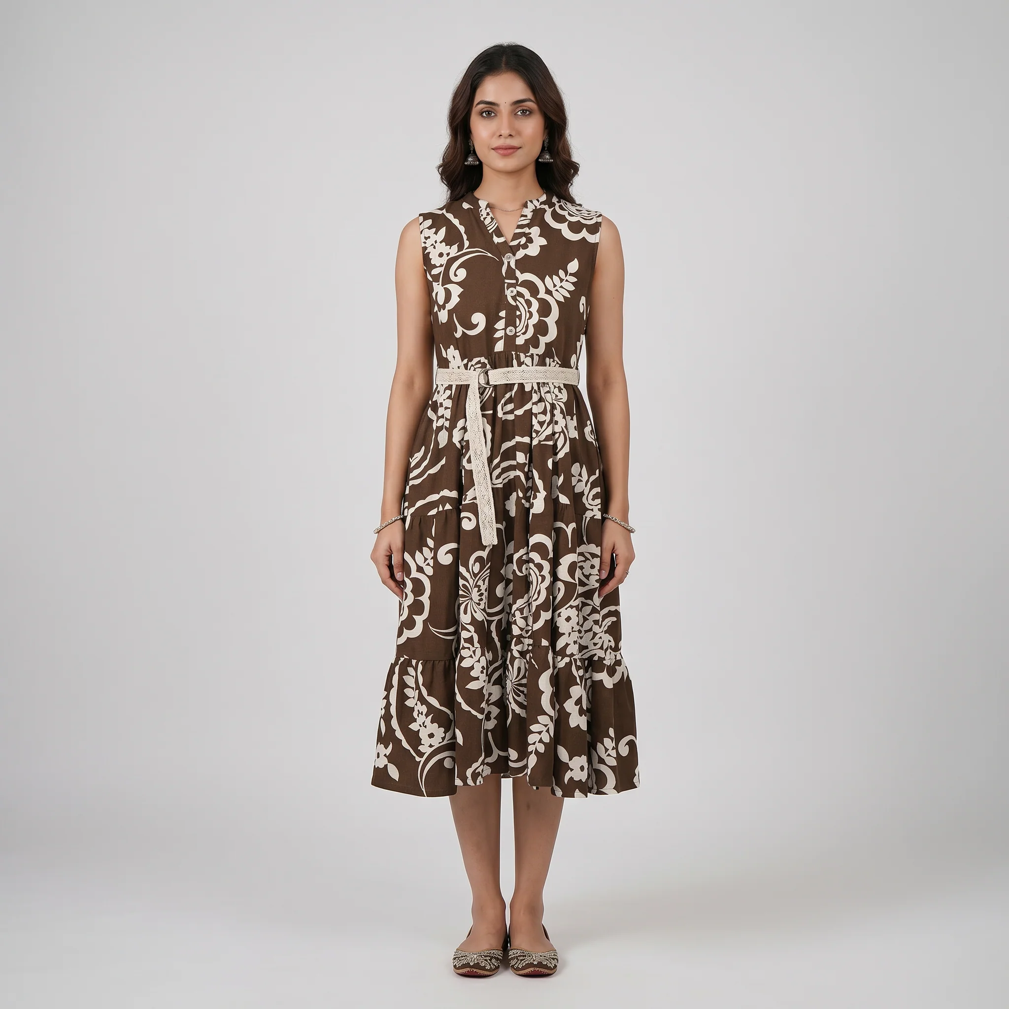 Printed A-Line Shirt Dress