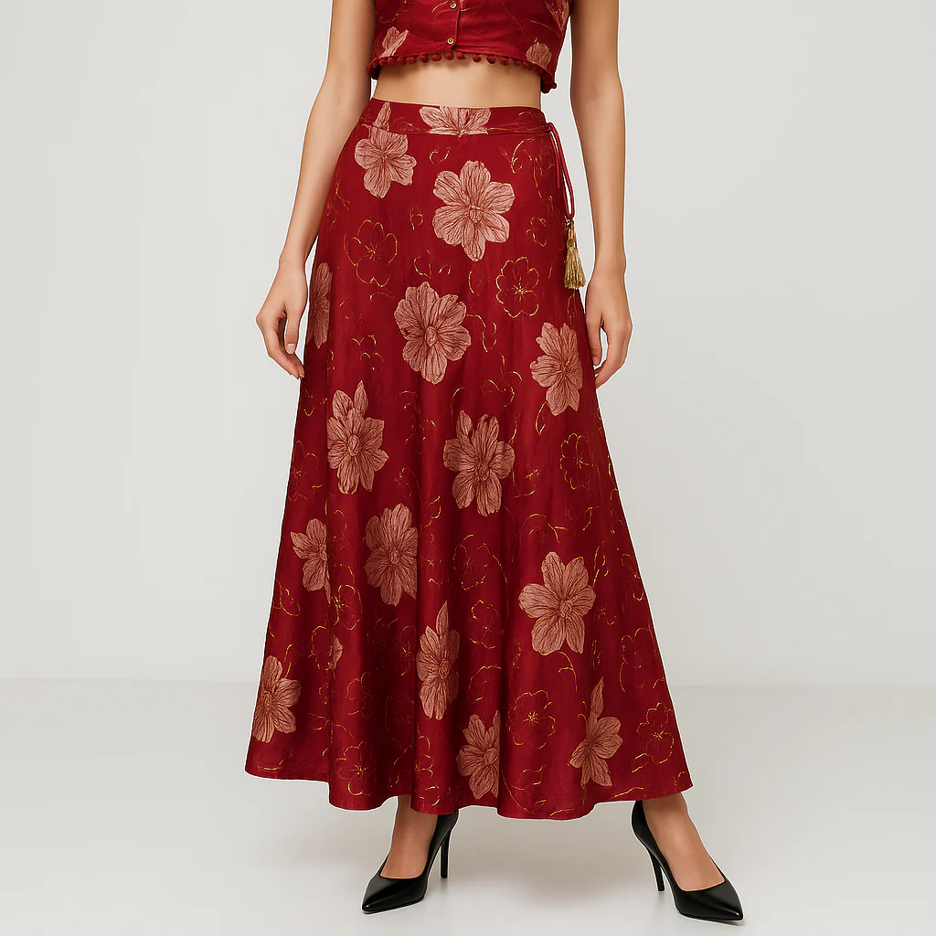 Printed Below Knee Flared Skirt - Image 2