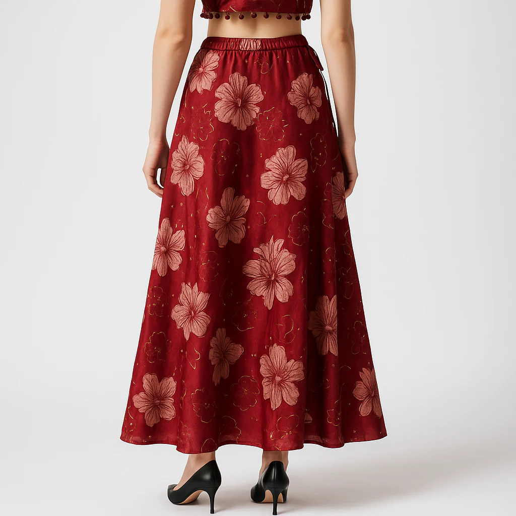 Printed Below Knee Flared Skirt - Image 3