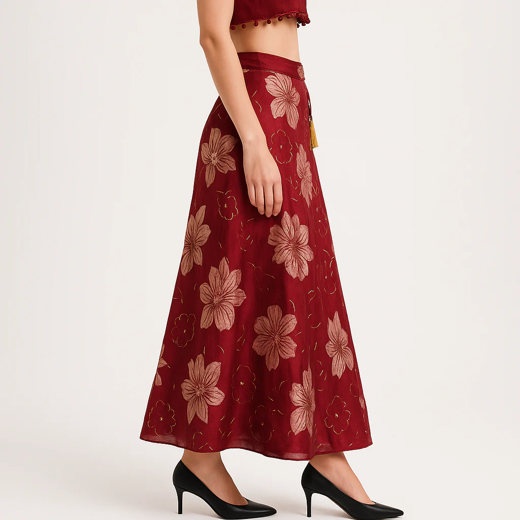 Printed Below Knee Flared Skirt - Image 5