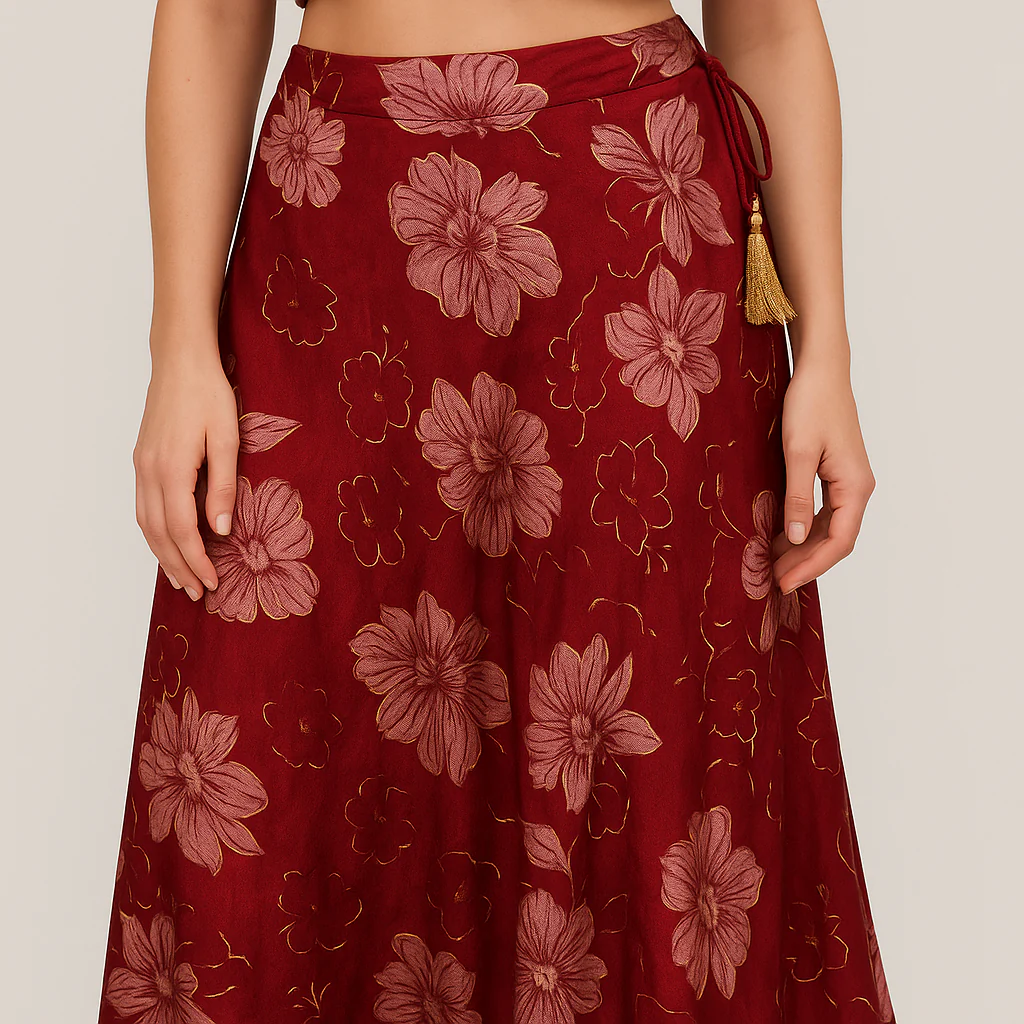 Printed Below Knee Flared Skirt - Image 6