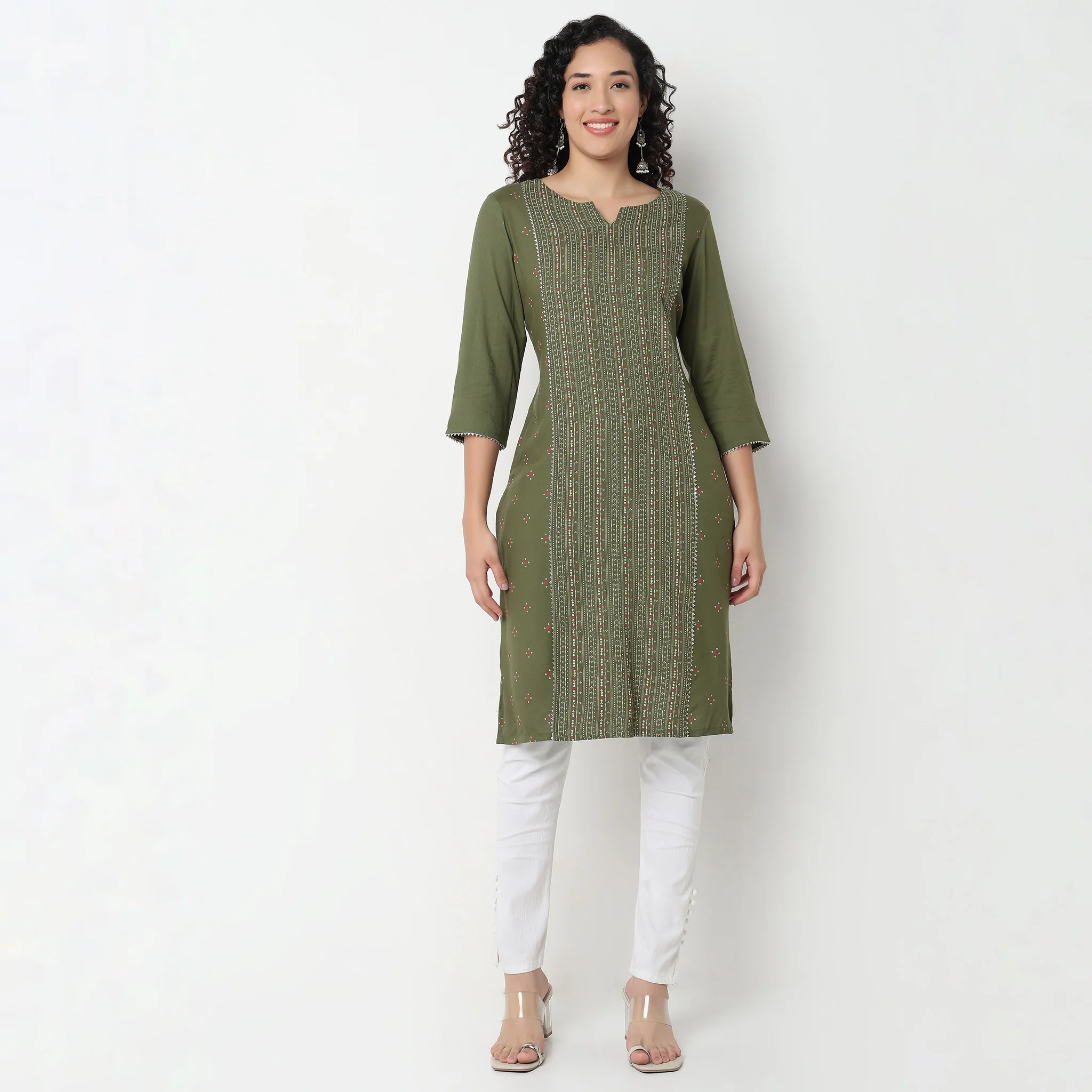 Centre Panel Printed Long Kurta - Image 2
