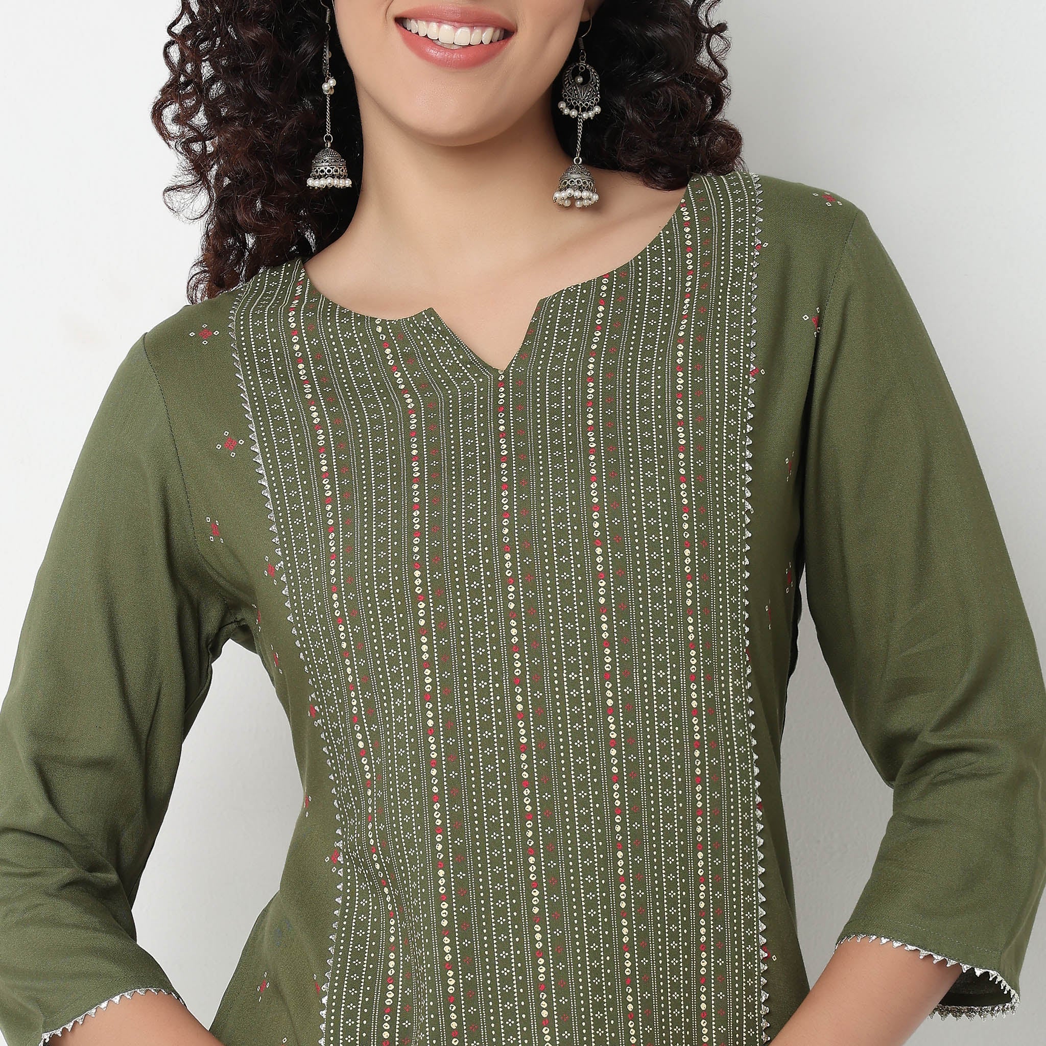 Centre Panel Printed Long Kurta - Image 4