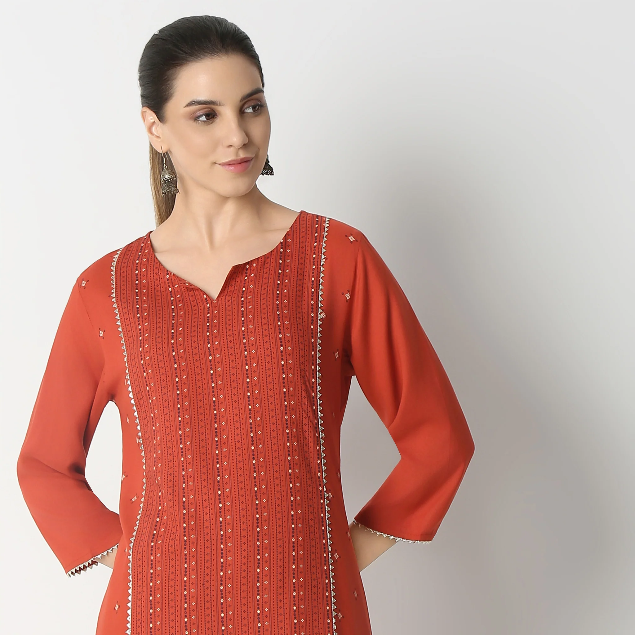 Centre Panel Printed Long Kurta - Image 9