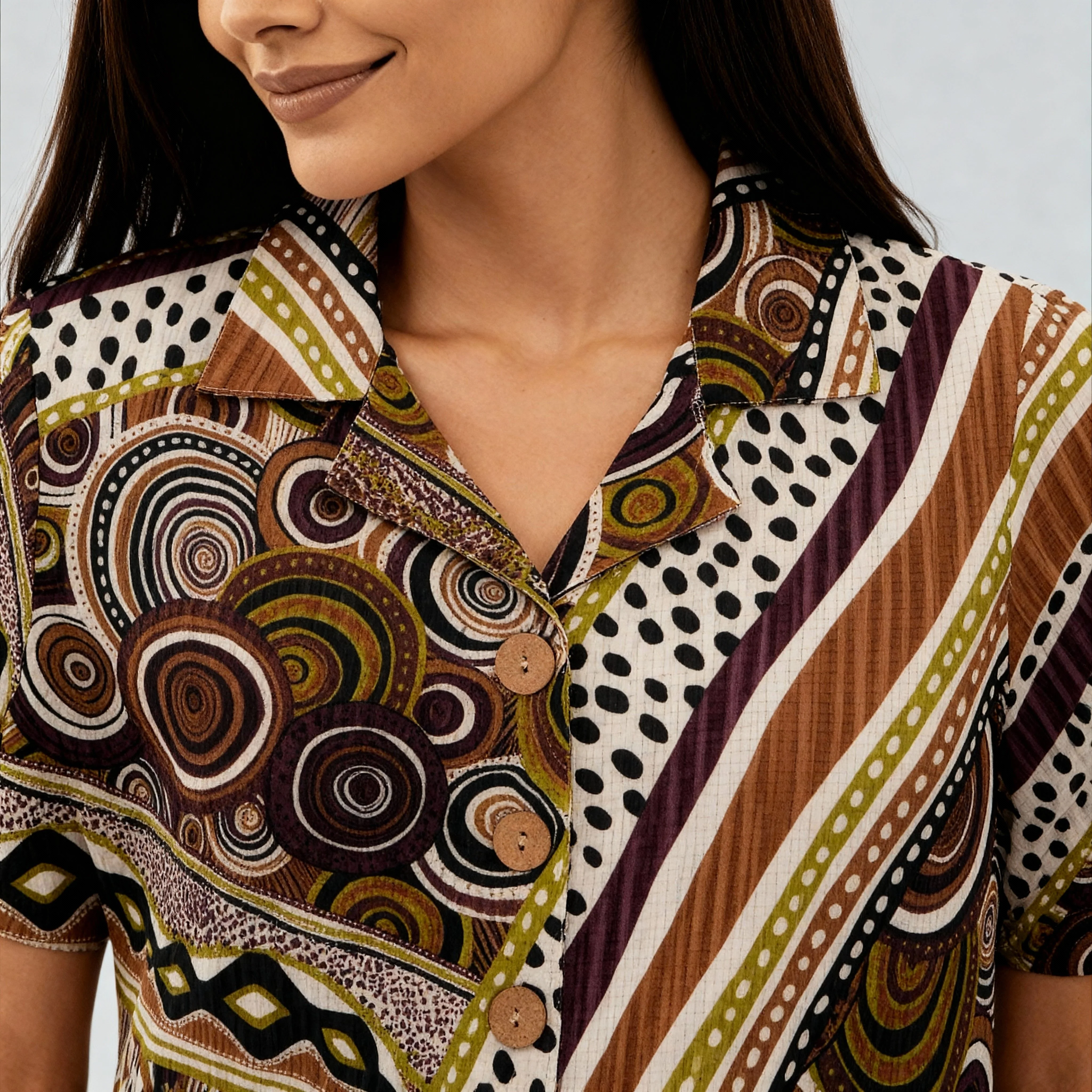 Printed Camp Collar Crop Top - Image 4