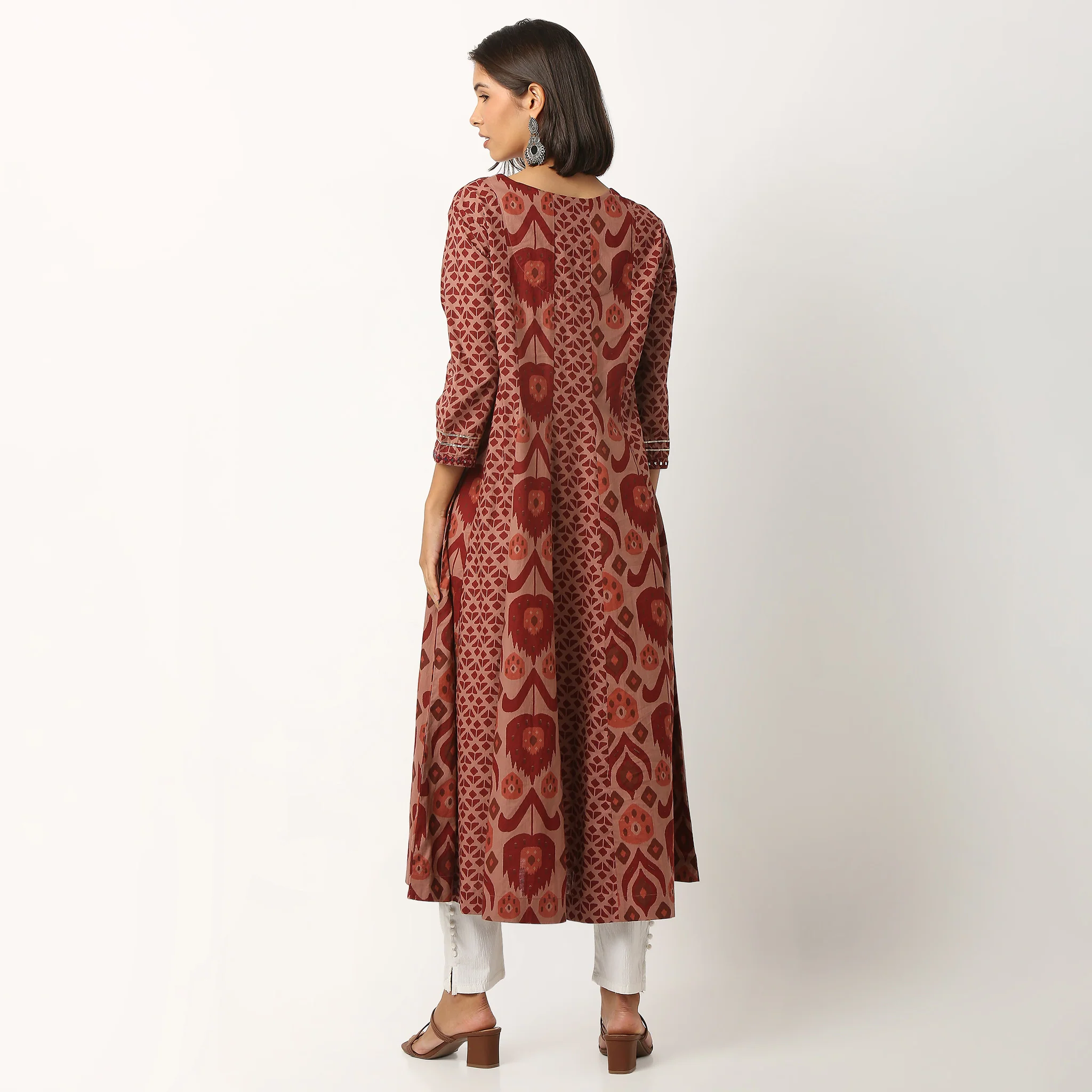 Printed Cotton Tired Long Kurta - Image 3