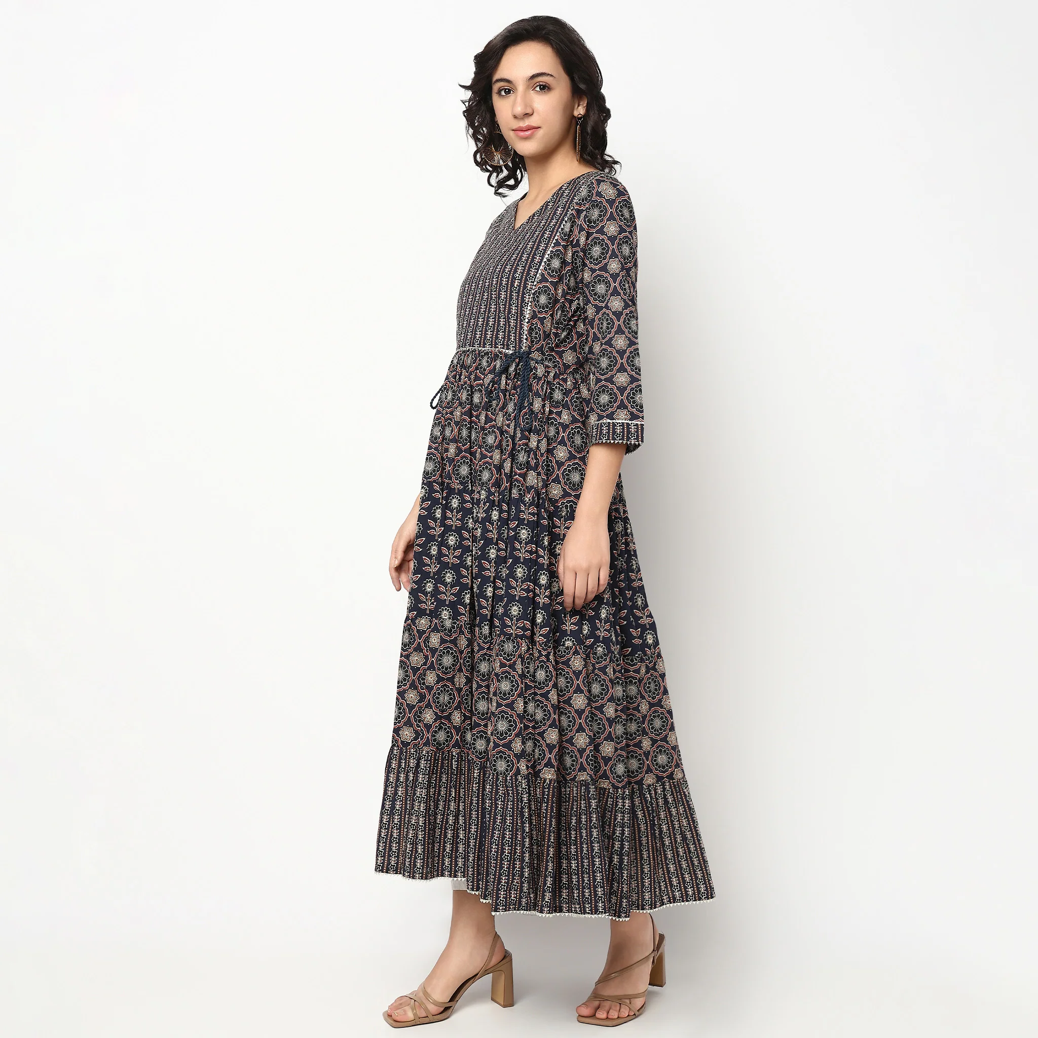 Printed Cotton Gathered Kurta - Image 5