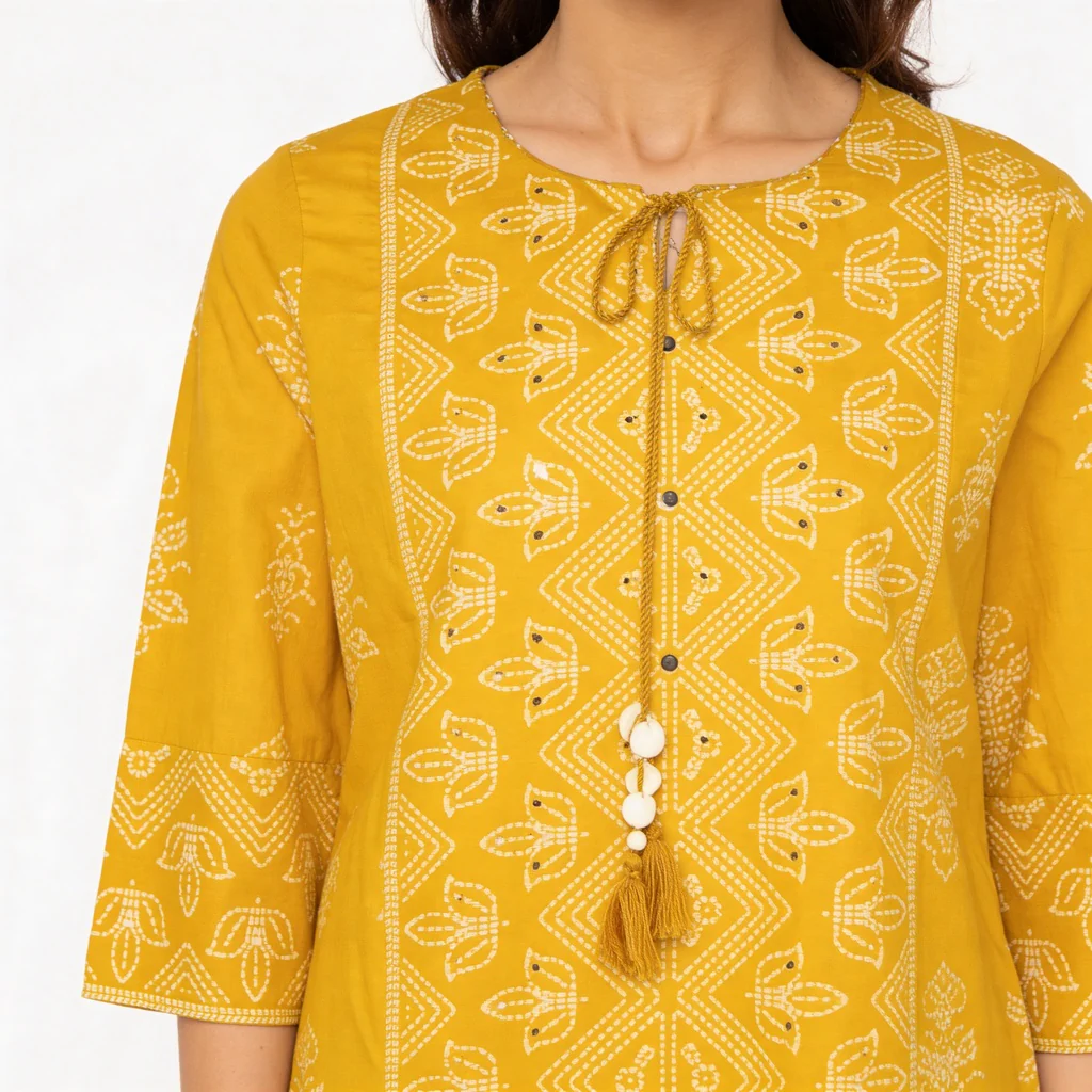 Printed Cotton Kurta with Pant & Dupatta Set - Image 4