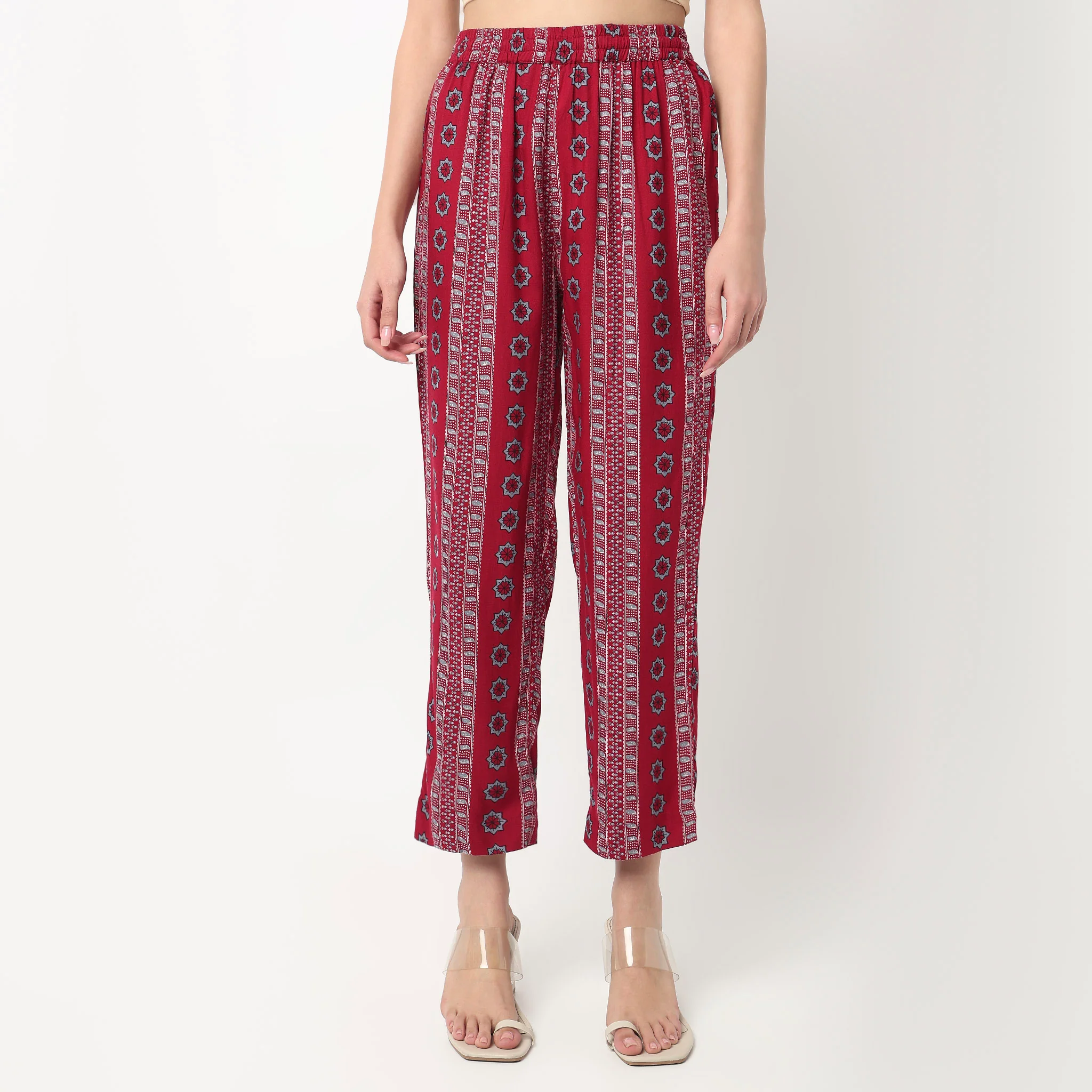 Printed Crew Neck Straight Kurta with Pant Set - Image 6