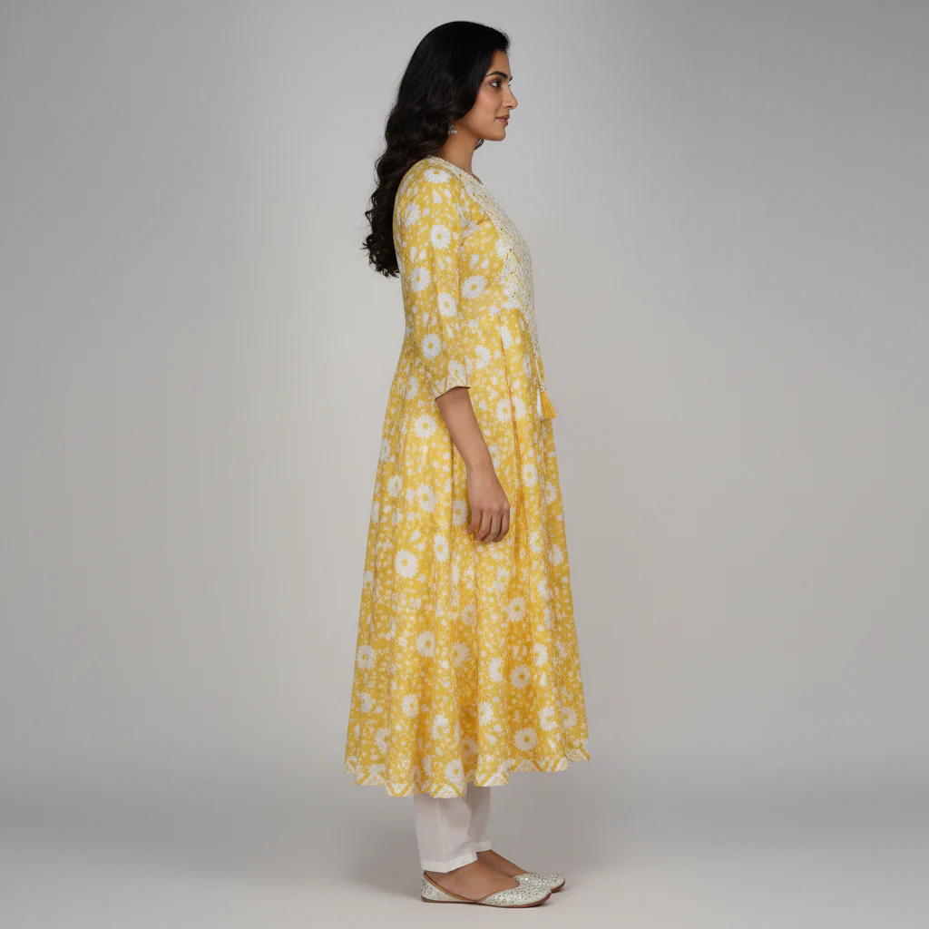 Printed Flared Kurta - Image 4