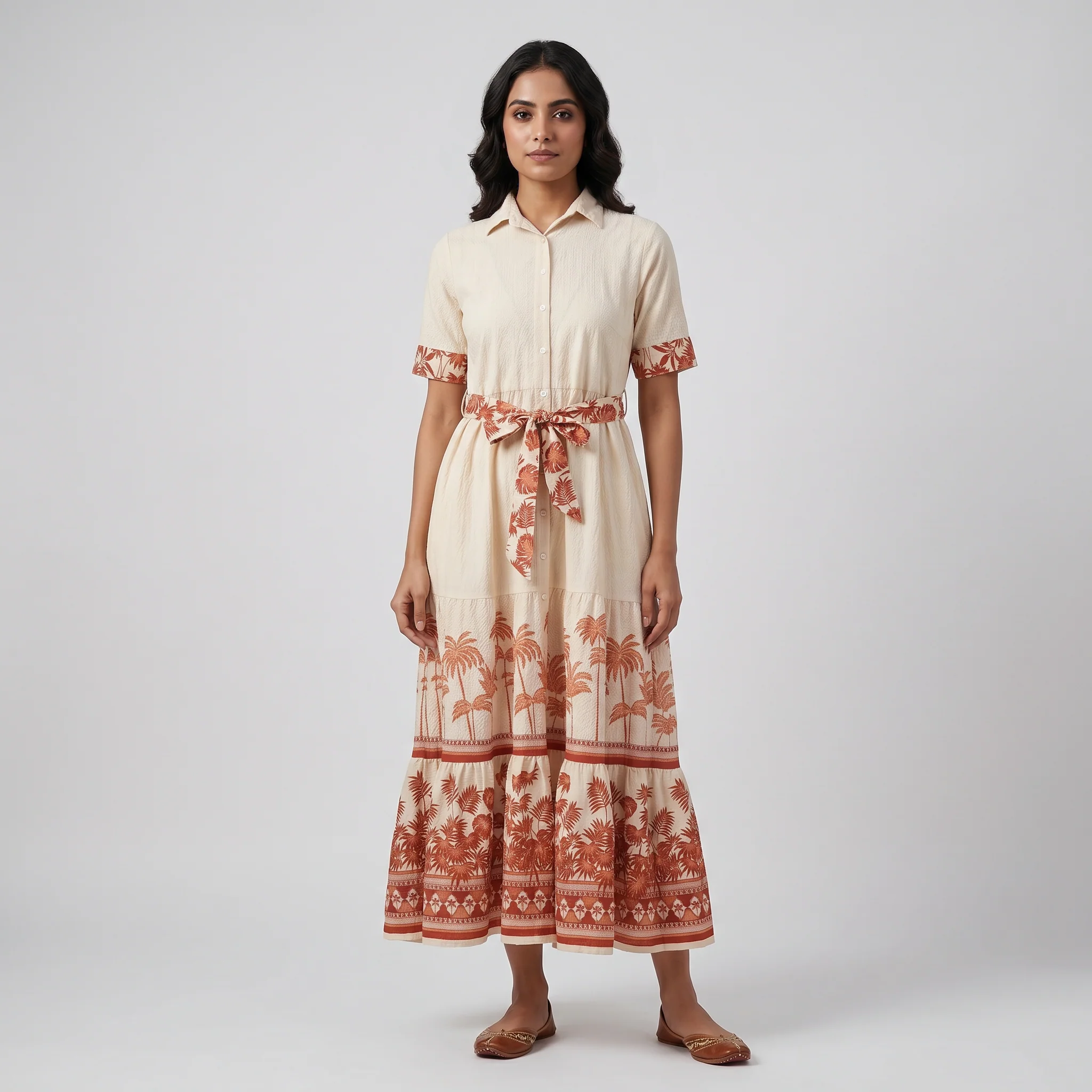 Printed Flared Shirt Dress