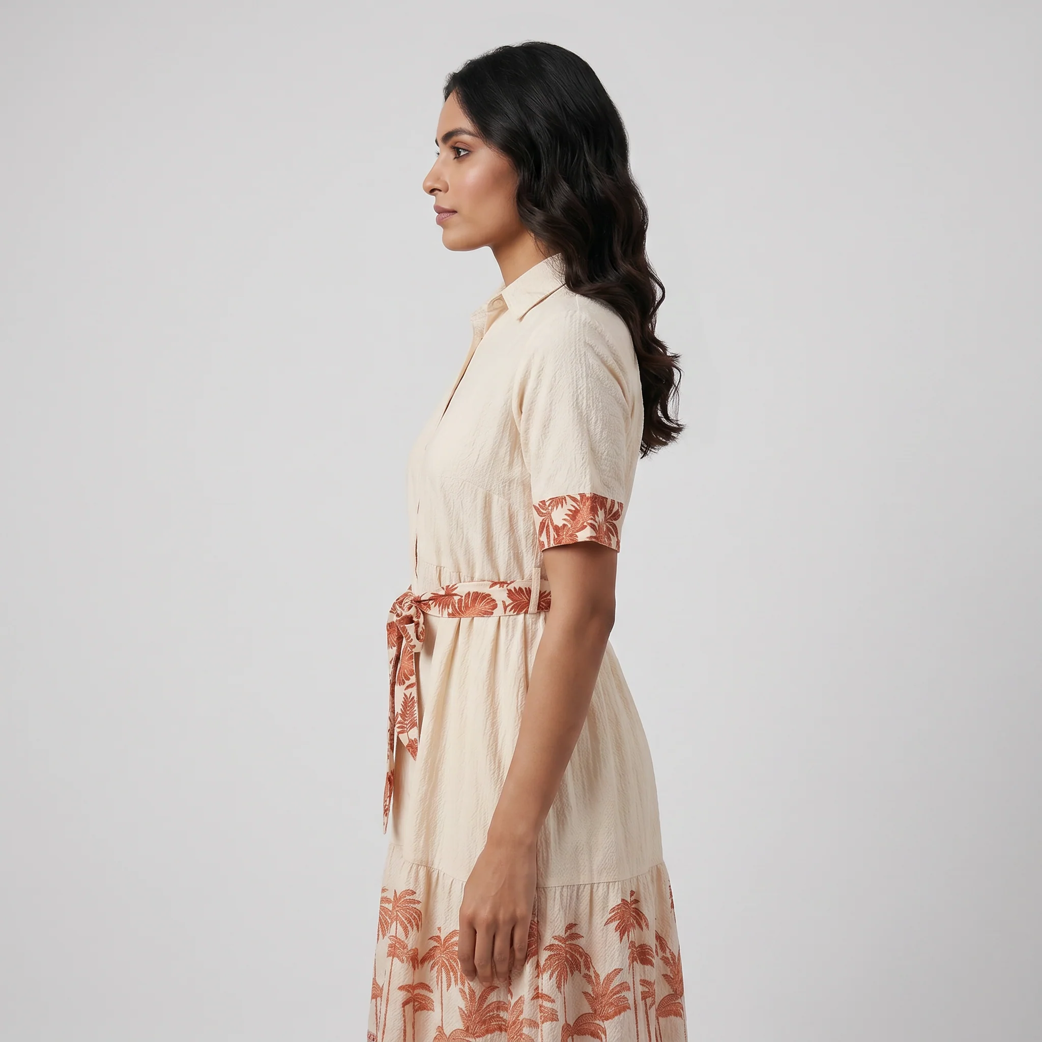 Printed Flared Shirt Dress - Image 2