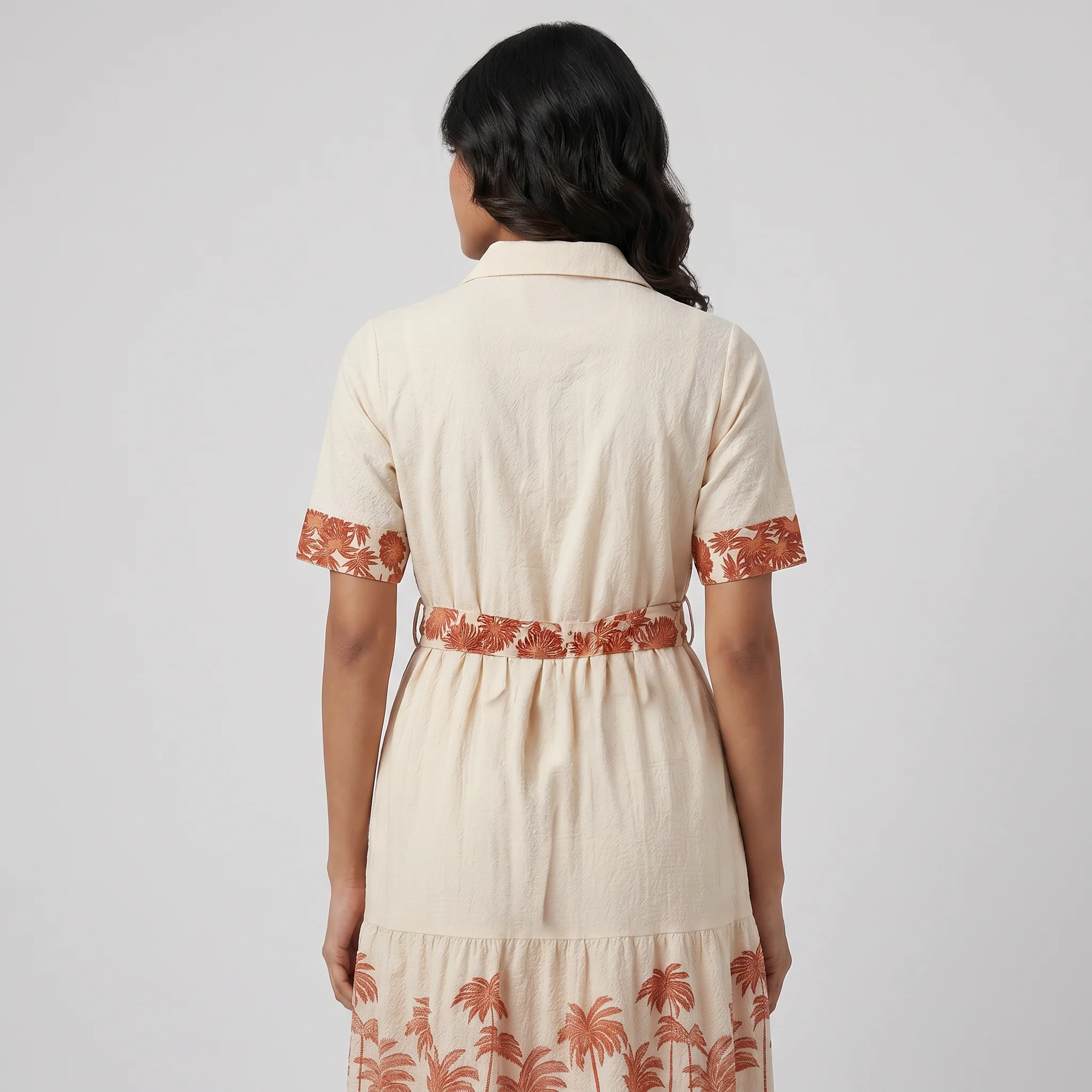 Printed Flared Shirt Dress - Image 3