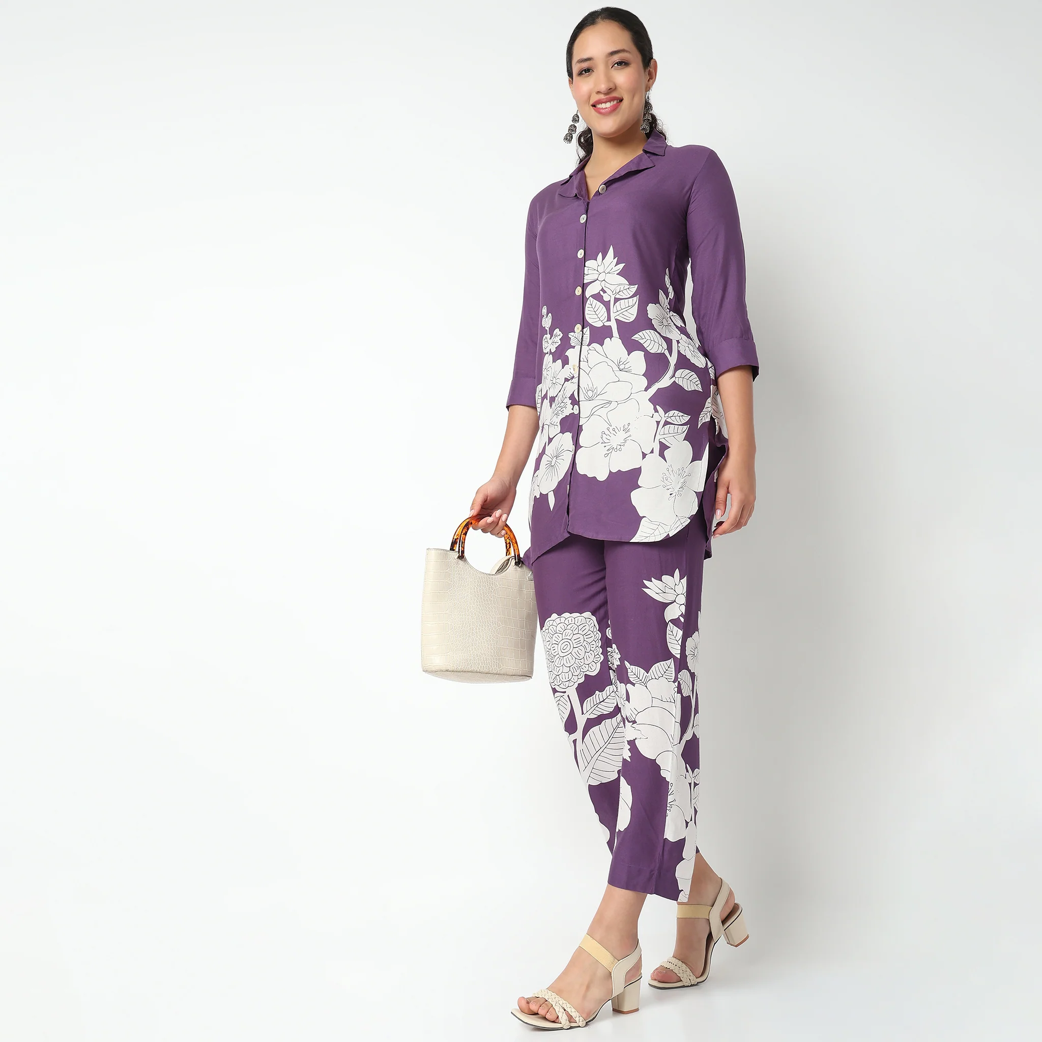Printed Full Placket Kurta and Pant Set