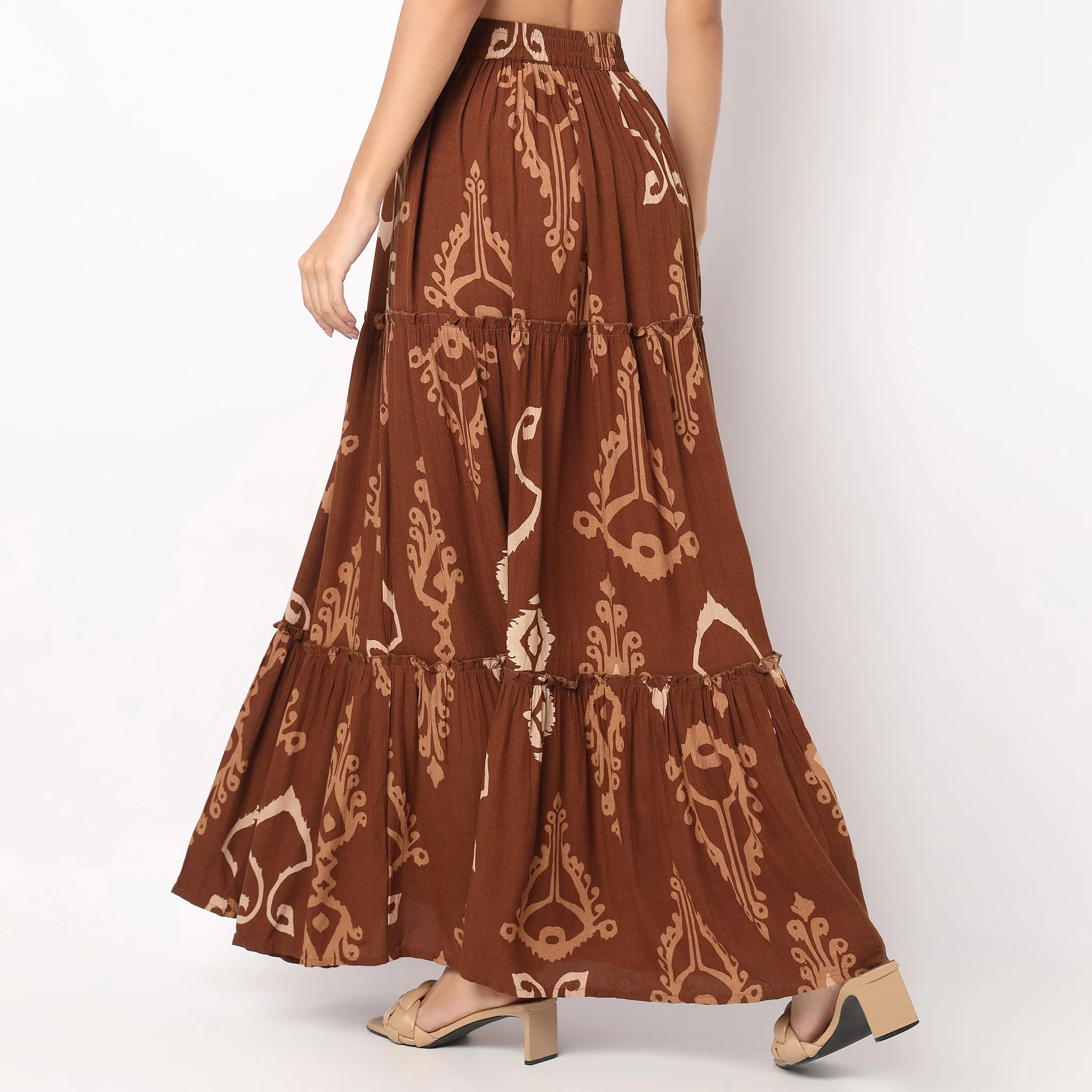 Printed High Rise Tiered Skirt - Image 3
