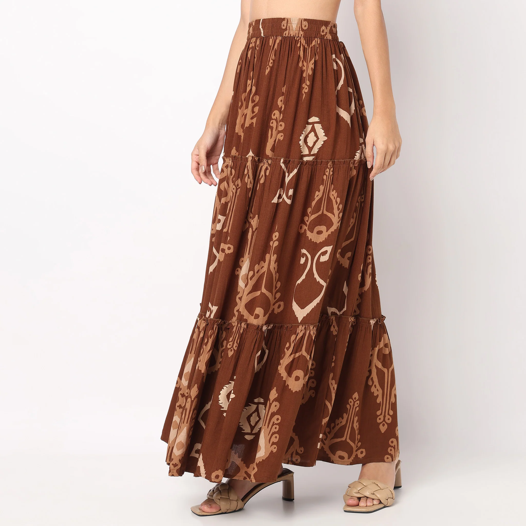 Printed High Rise Tiered Skirt - Image 5