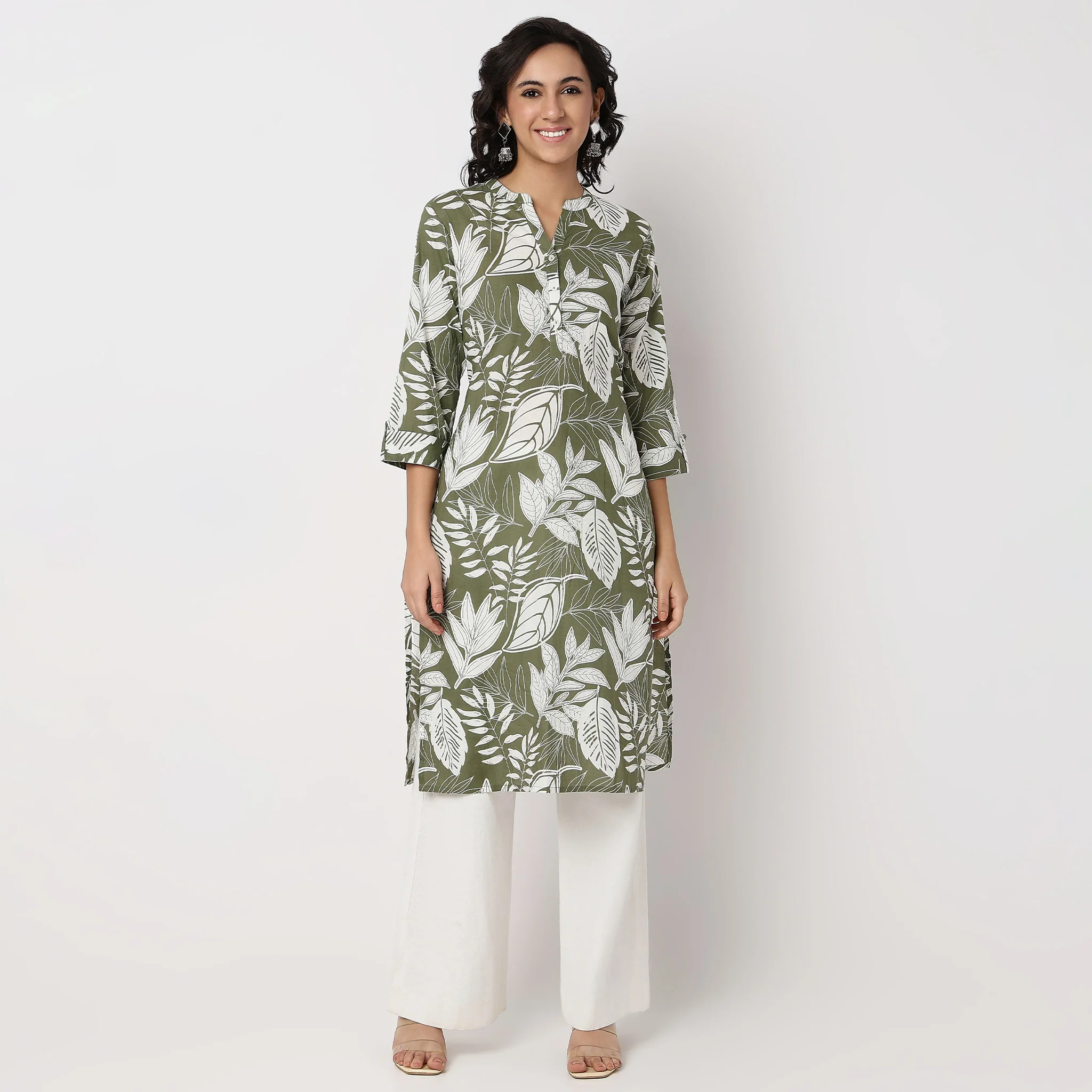 Printed Half Placket Kurta - Image 2