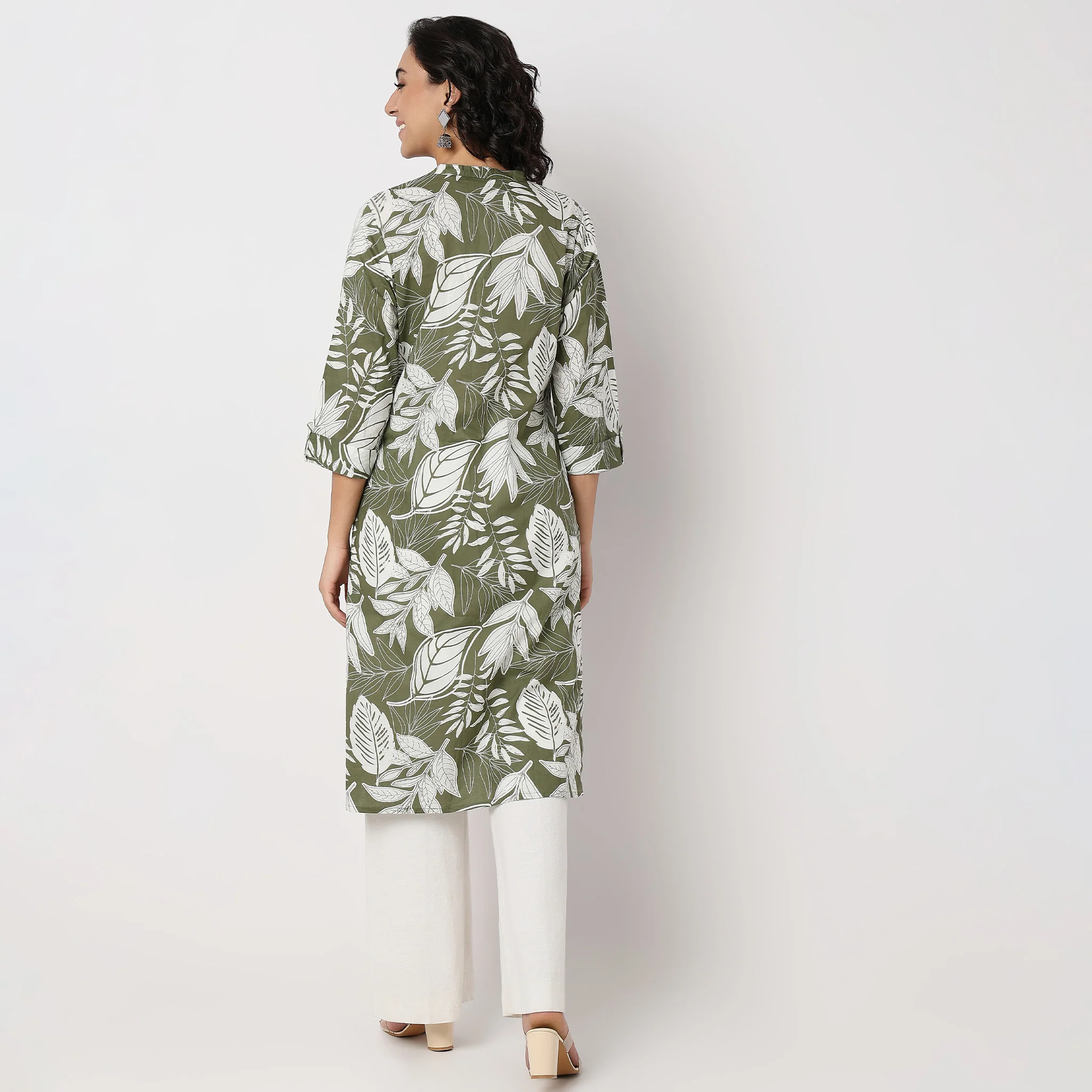 Printed Half Placket Kurta - Image 3