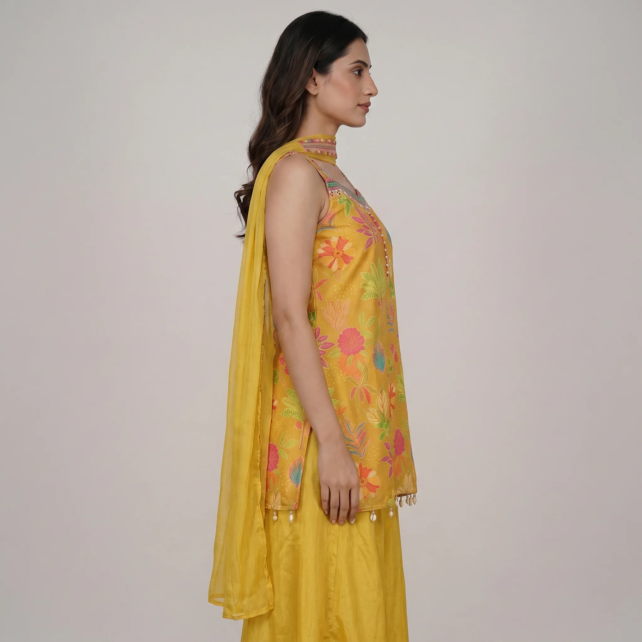 Printed Kurta and Palazzo with Dupatta Set - Image 2