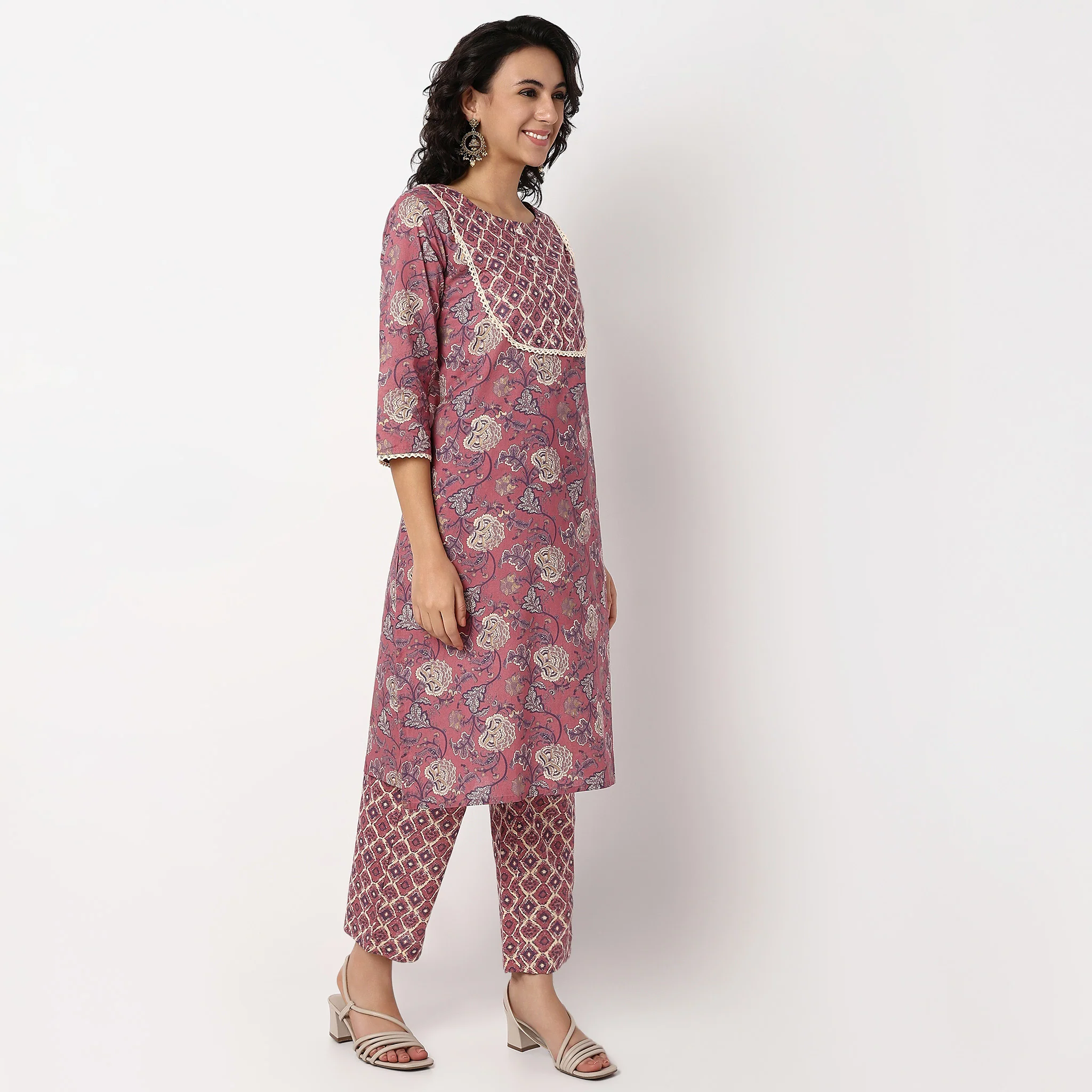 Printed Round Yoke Kurta - Image 5