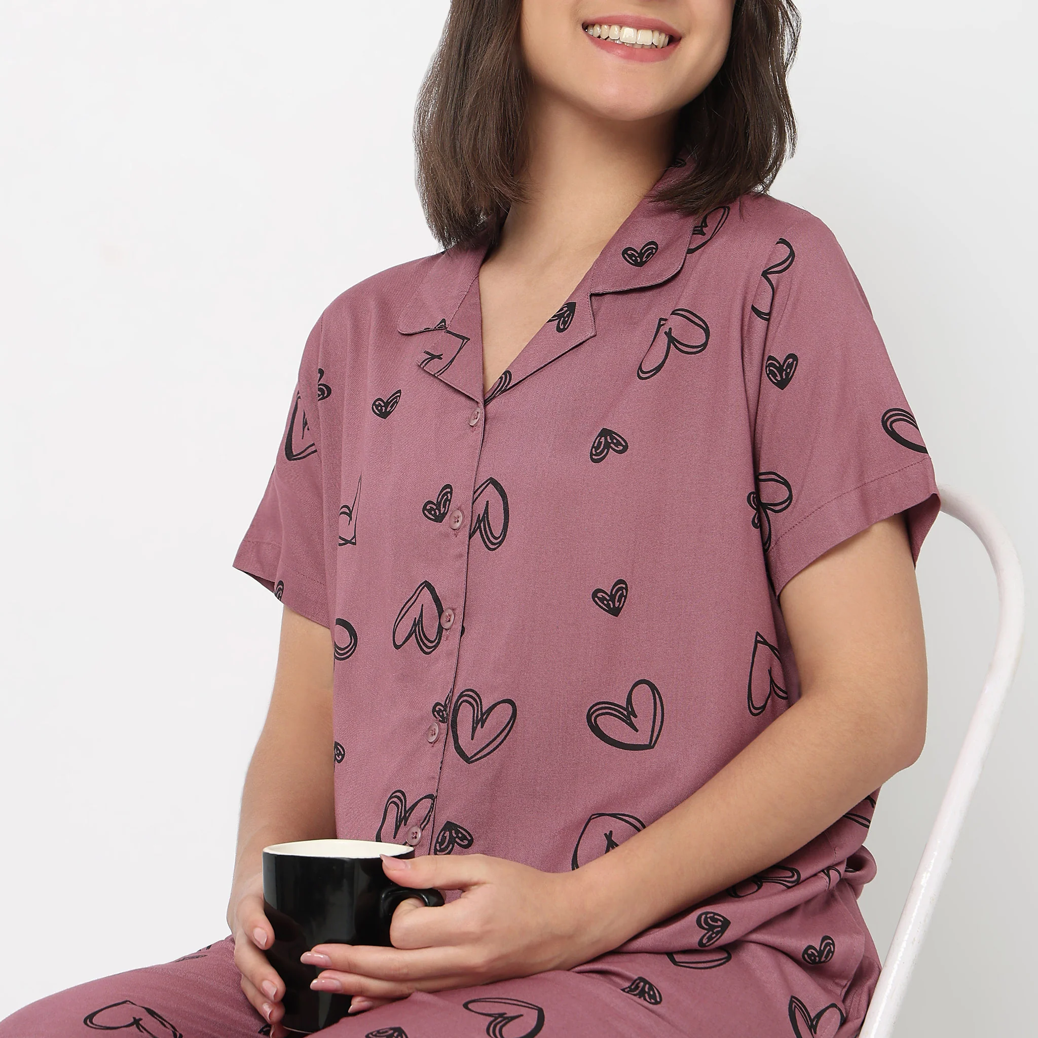 Printed Shirt with Pyjama Sleepwear Set - Image 4