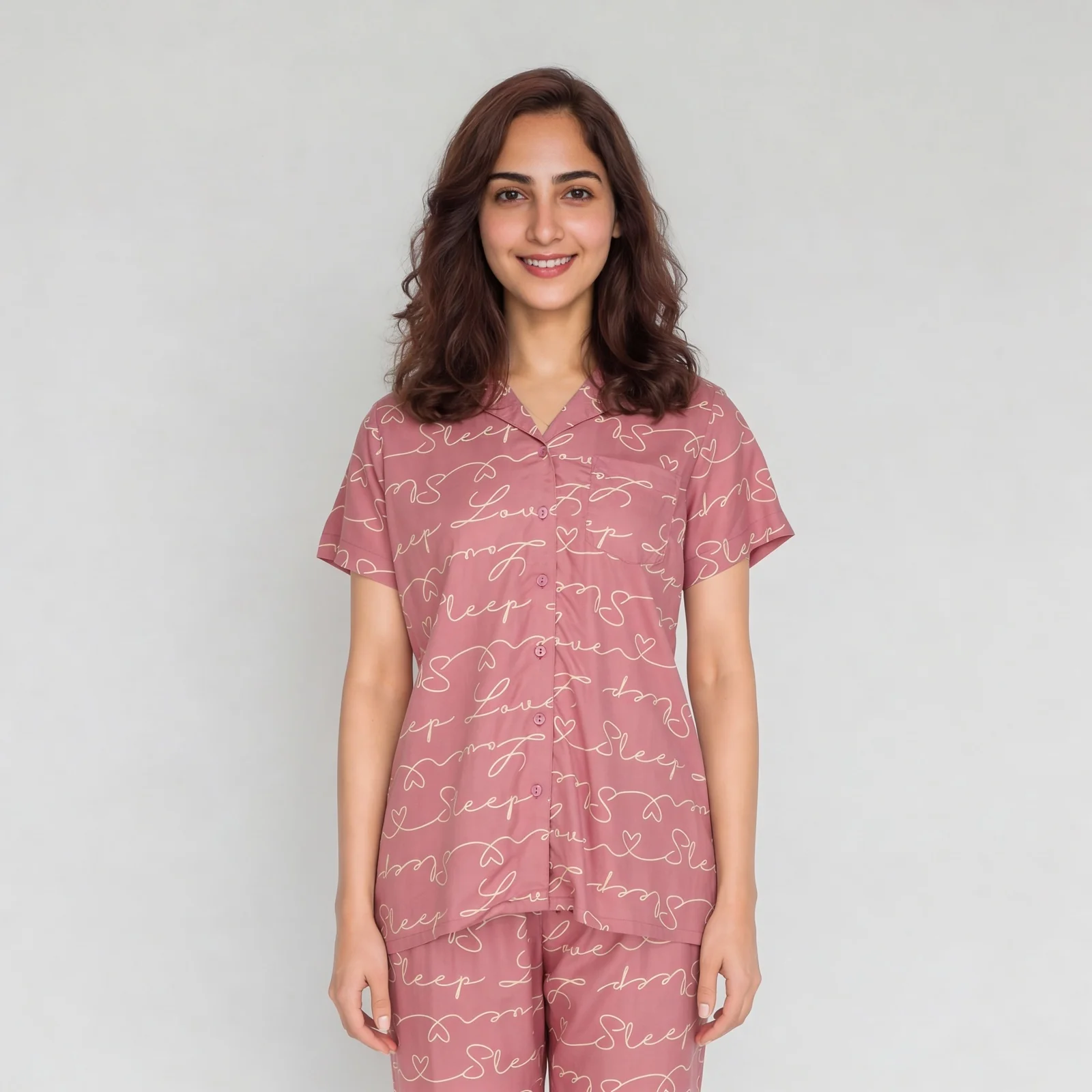Printed Shirt with Pyjama Sleepwear Set - Image 2
