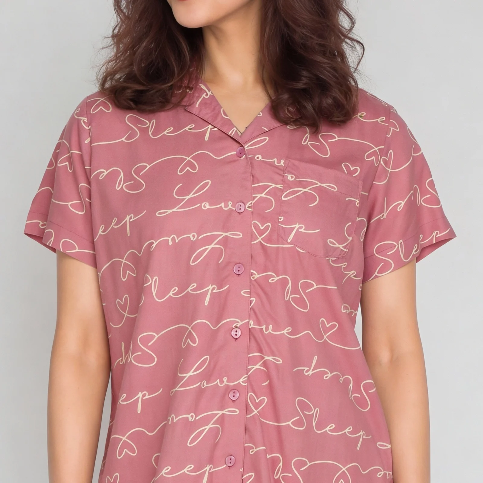 Printed Shirt with Pyjama Sleepwear Set - Image 4