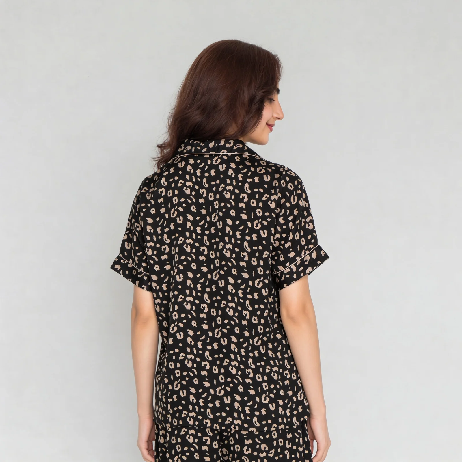 Printed Shirt with Shorts Sleepwear Set - Image 3