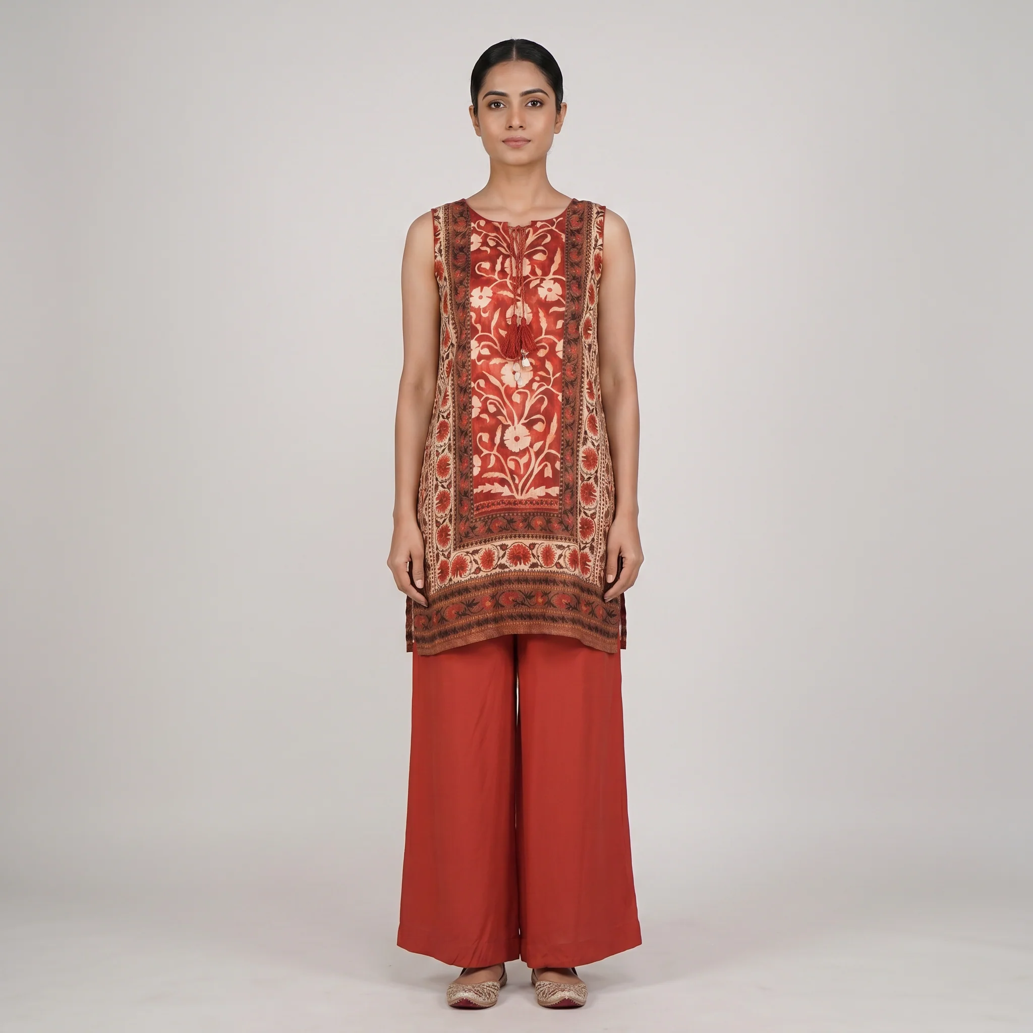 Printed Sleeveless Kurta with Palazzo Set