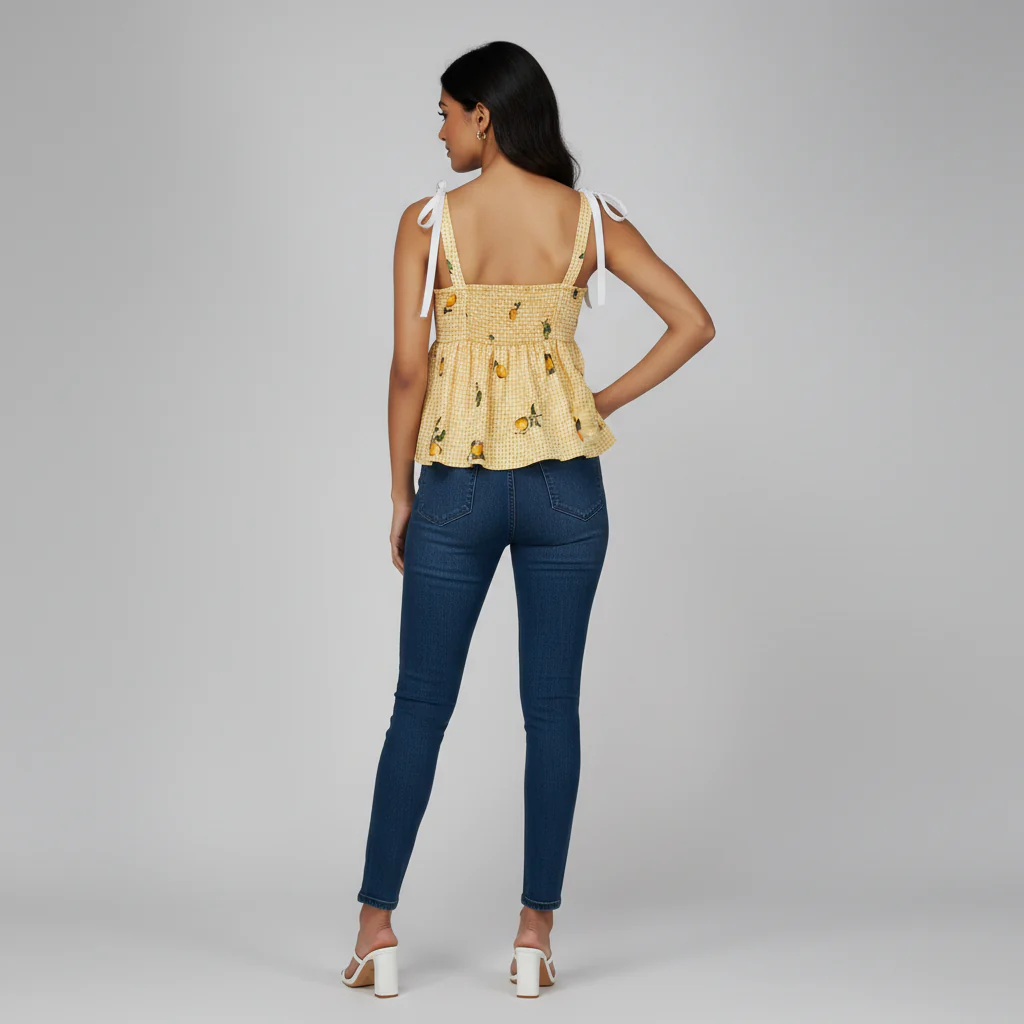 Printed Slim Fit Strappy Top - Image 3
