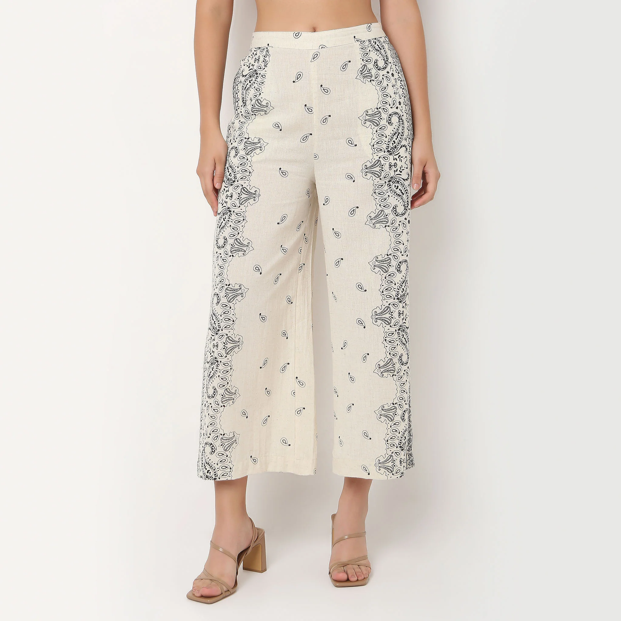Printed Straight Fit High Rise Pants - Image 2