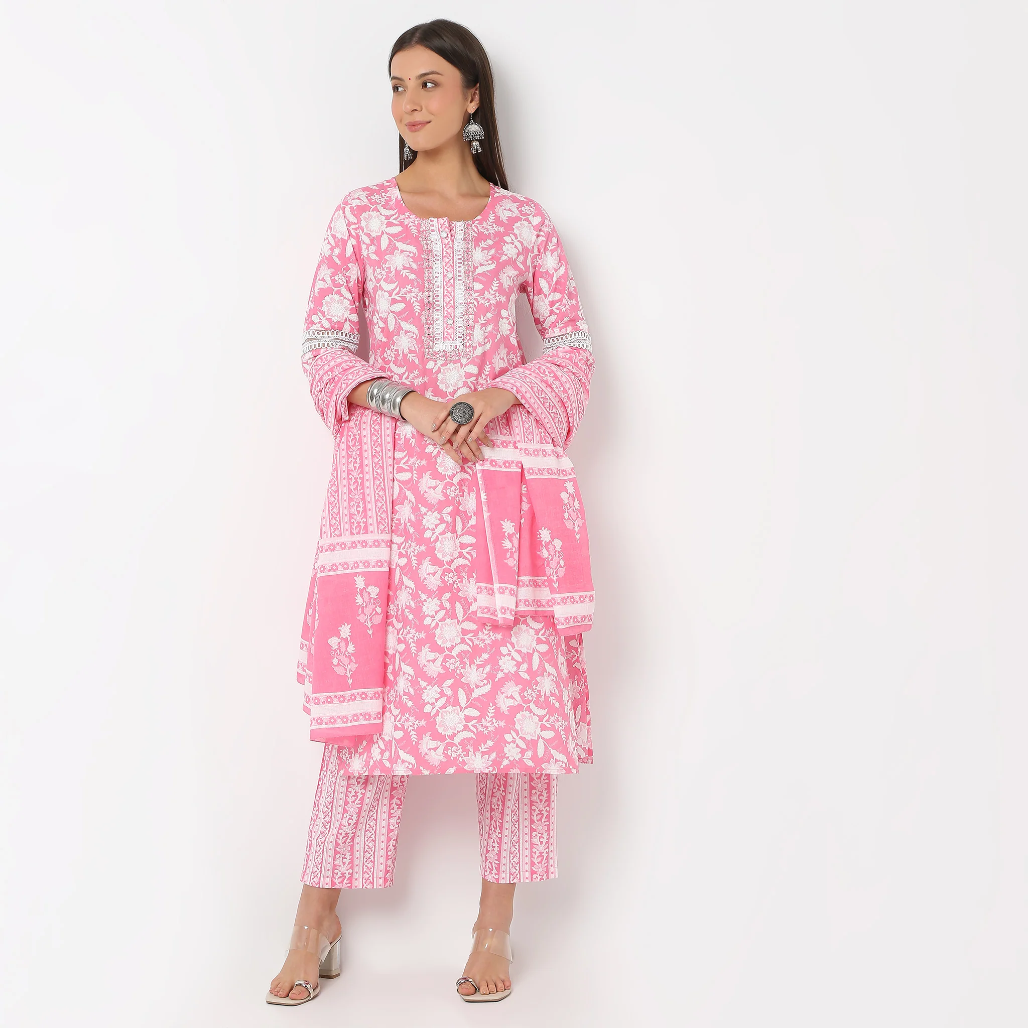 Printed Straight Kurta and Pant With Dupatta Set
