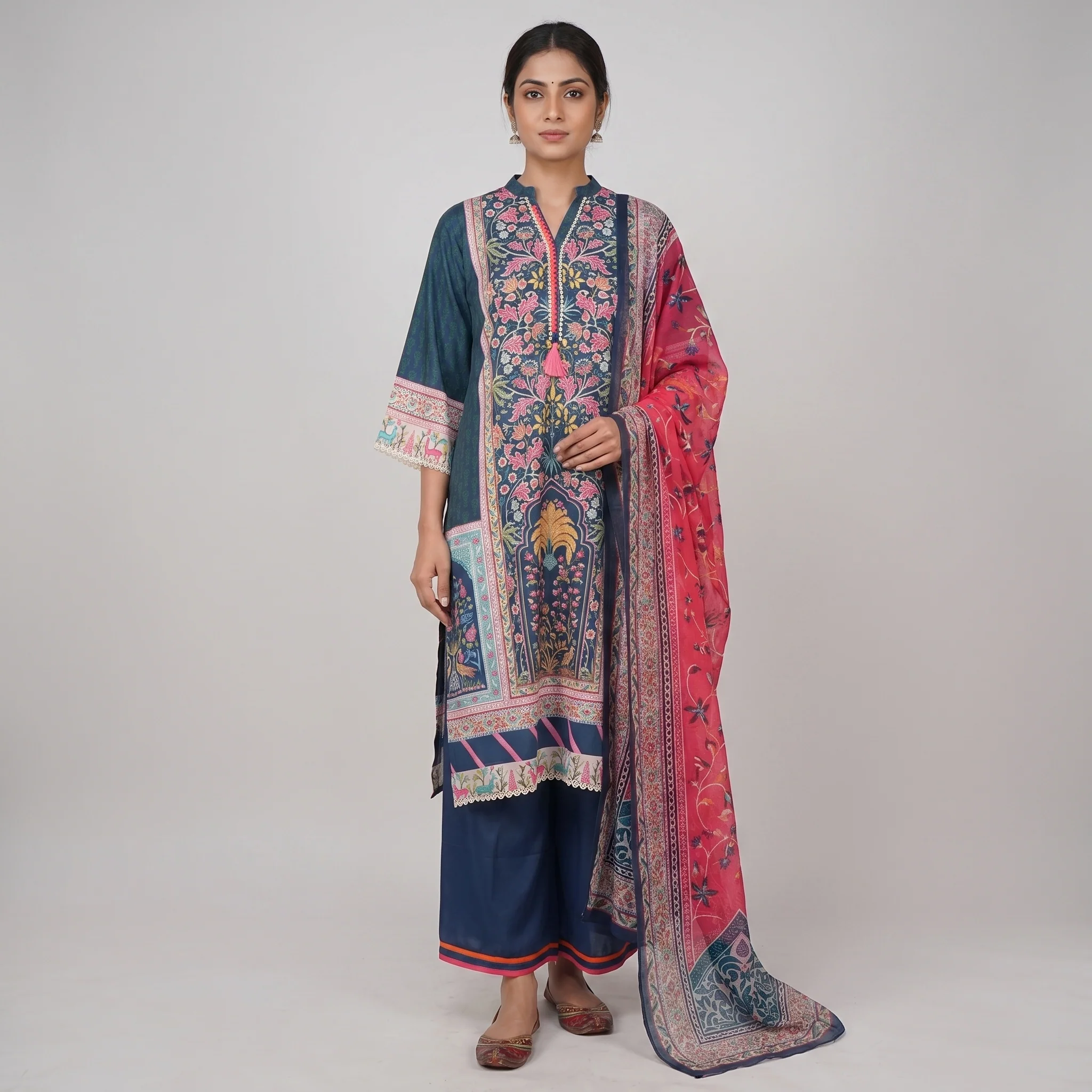 Printed Straight Kurta and Pant with Dupatta Set