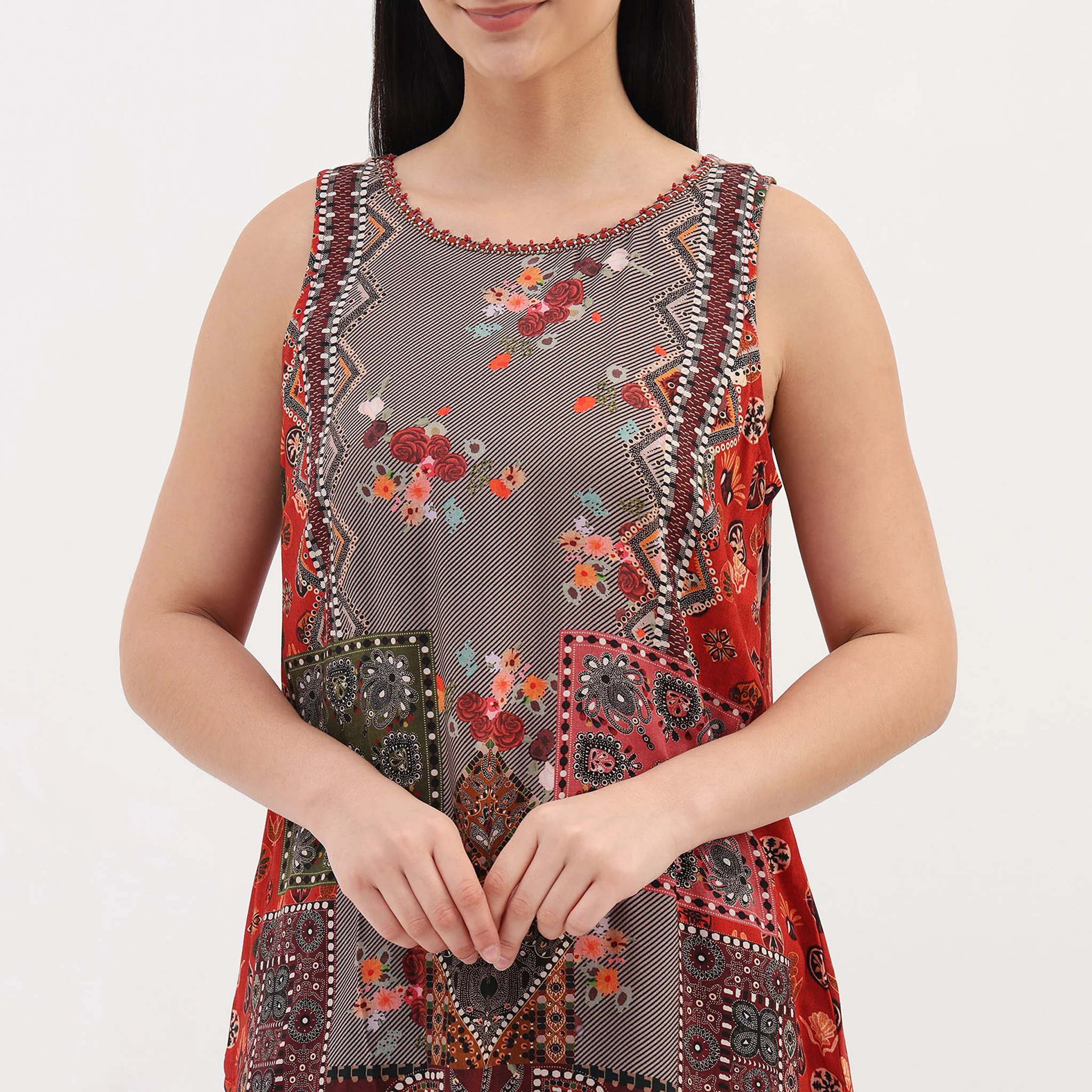 Printed Straight Kurta with Pant and Dupatta Set - Image 4