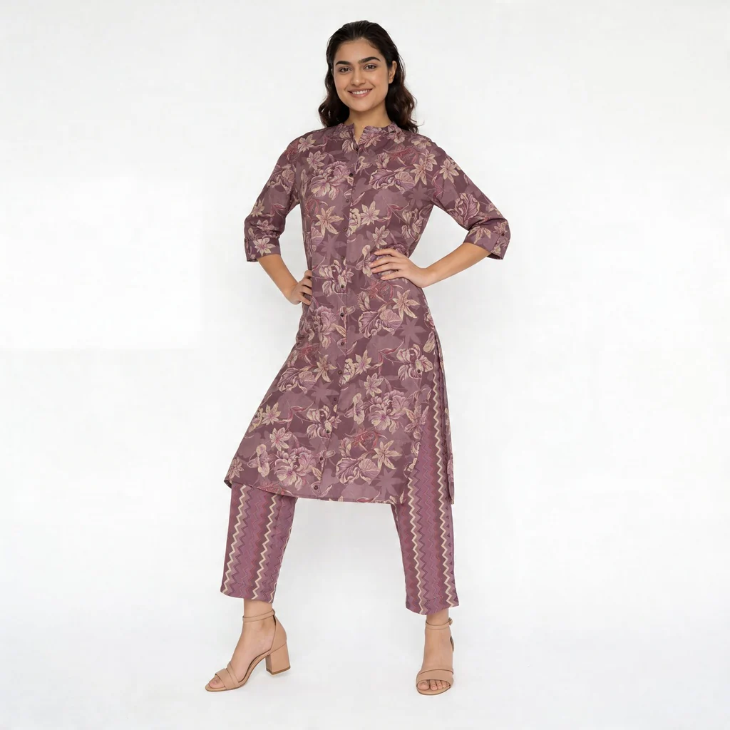 Printed Straight Kurta with Pant Set - Image 2