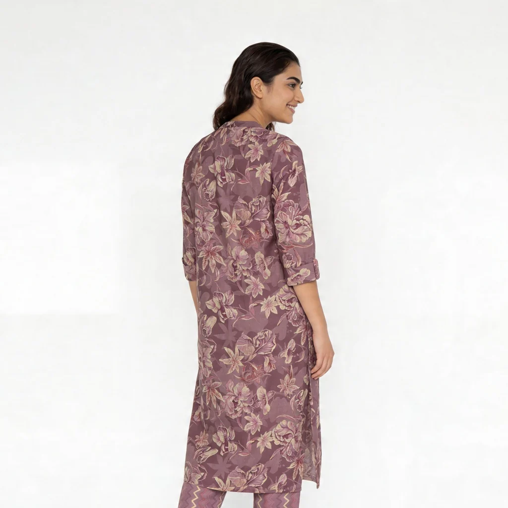 Printed Straight Kurta with Pant Set - Image 3