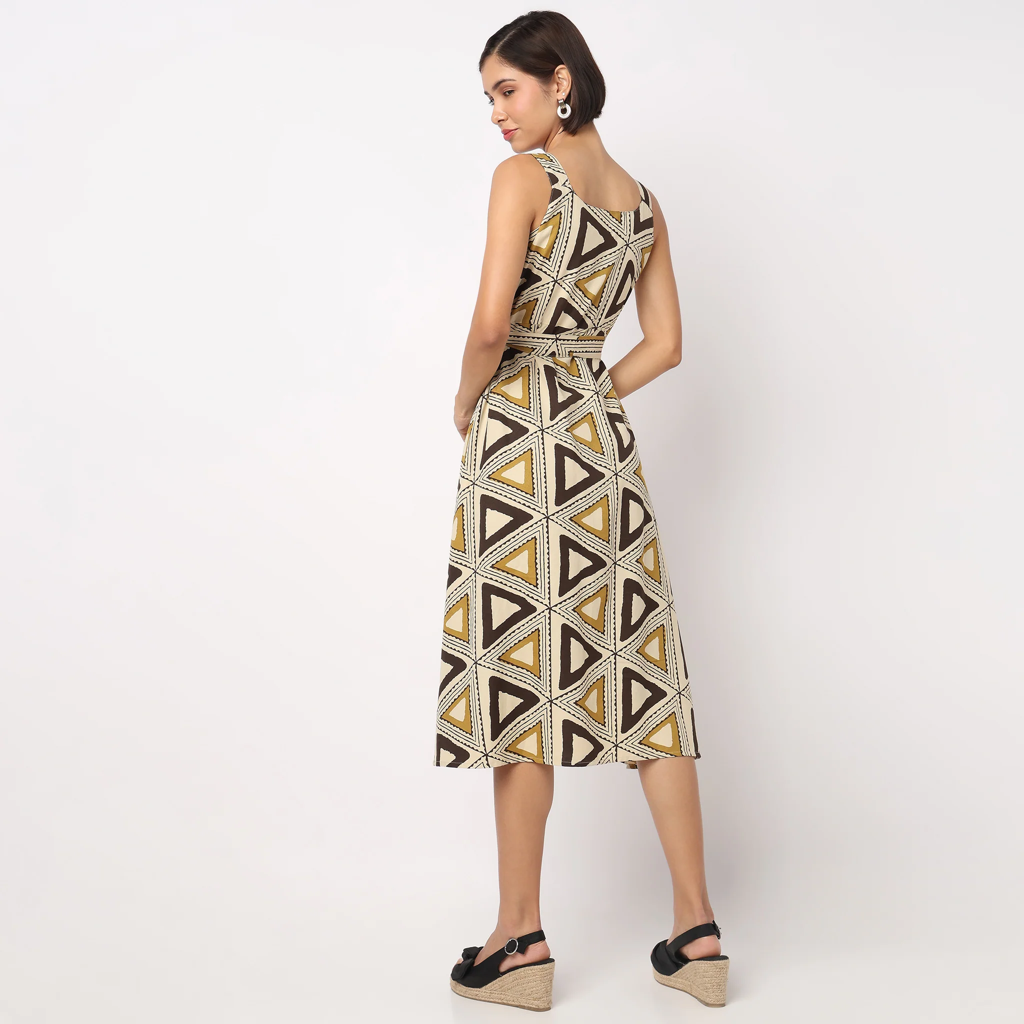Printed Strappy A-Line Dress - Image 3