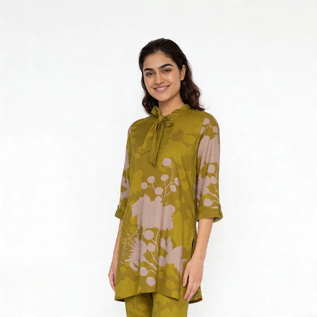 Printed Tie-Up Kurta with Pant Set - Image 2