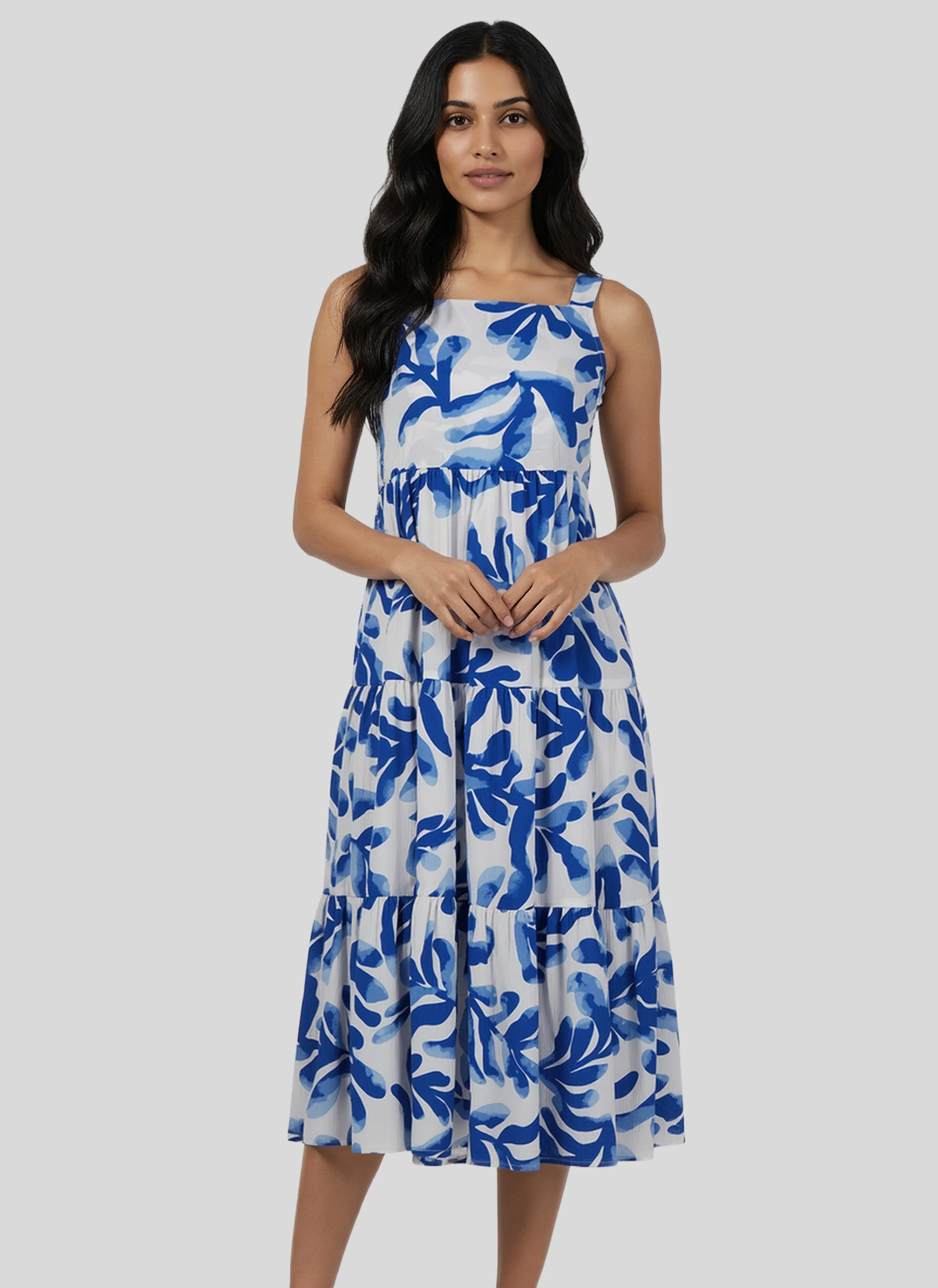 Printed Tie-Up Neck Dress - Image 2