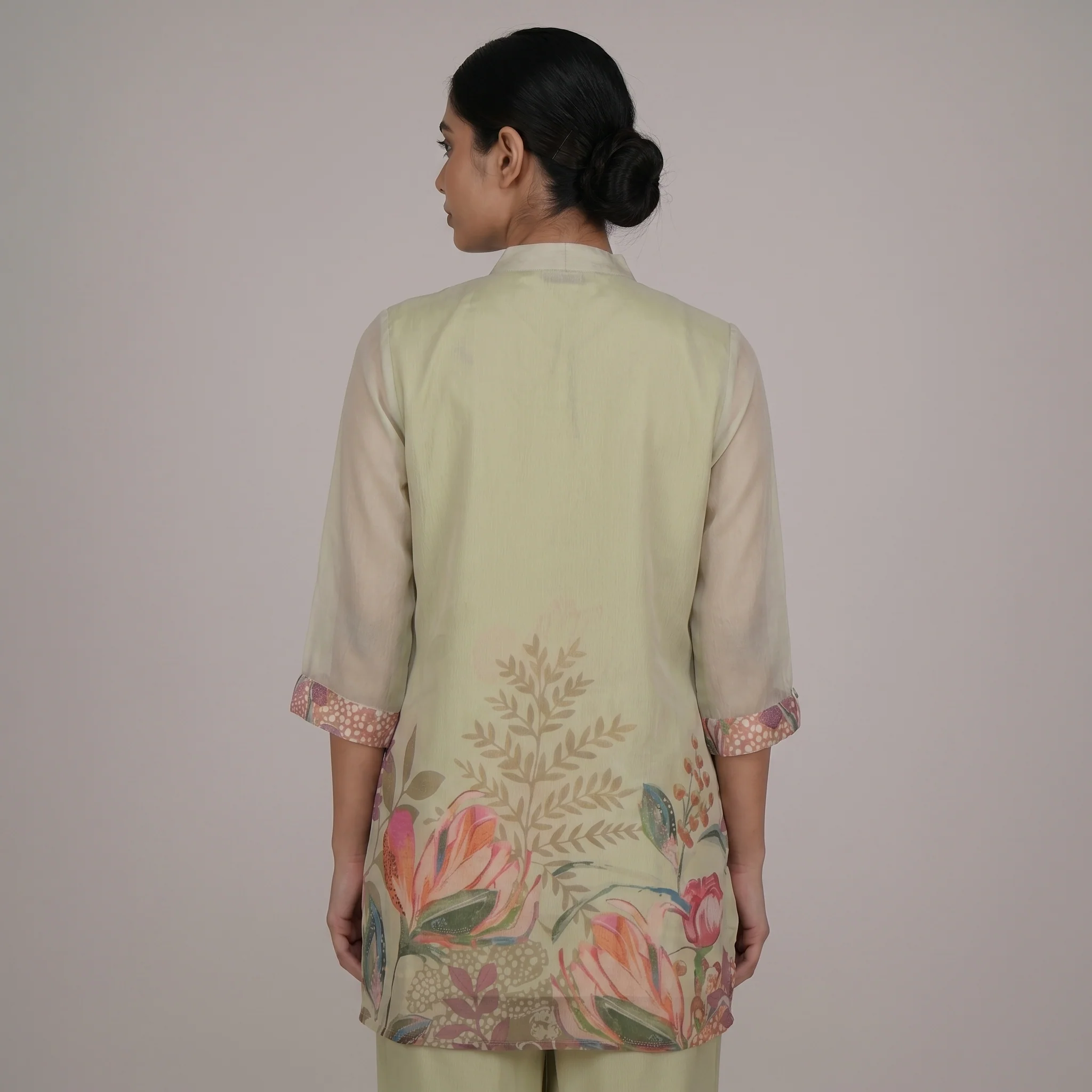 Printed Tie Up Straight Kurta with Pant Set - Image 3