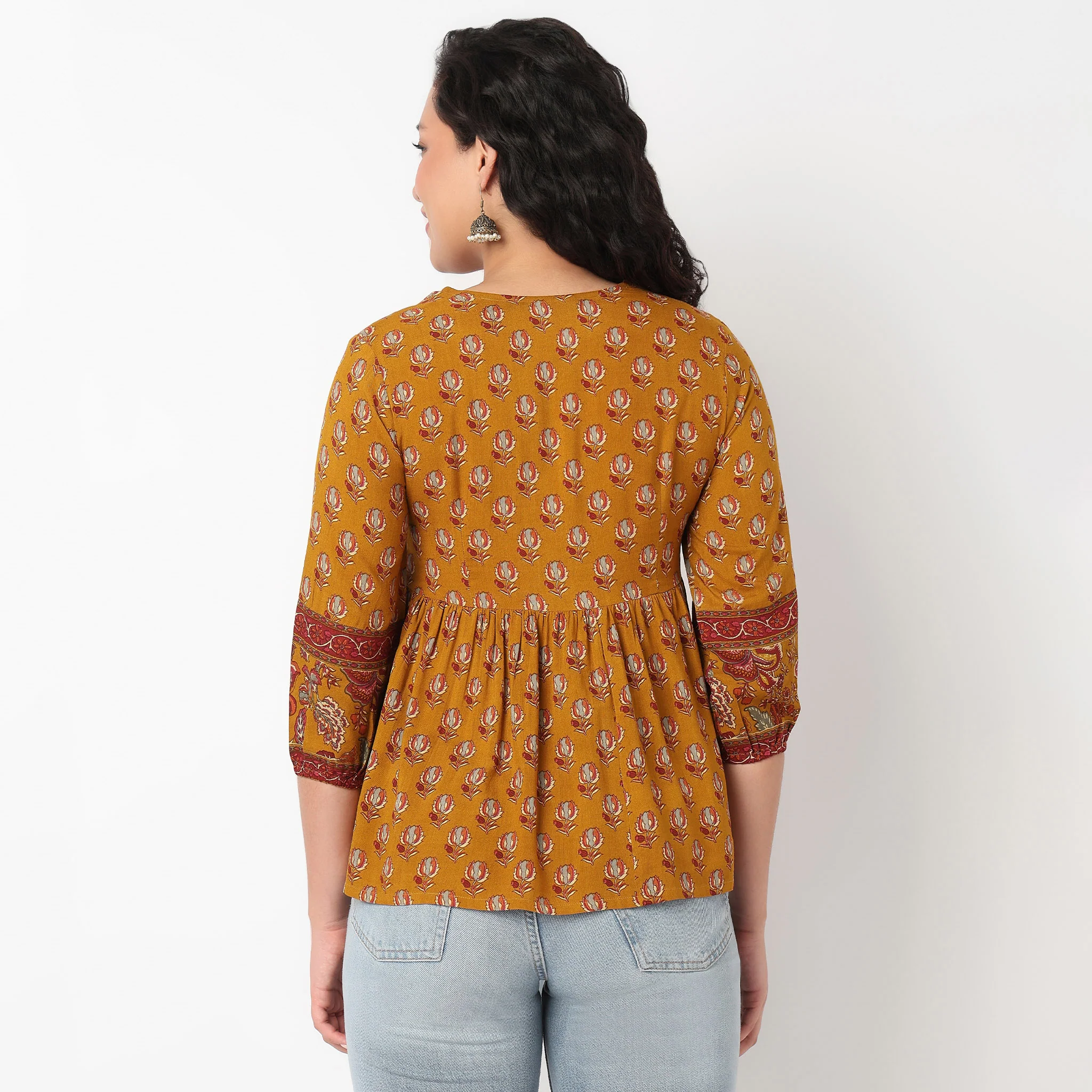 Printed V Neck A line Tunic - Image 3