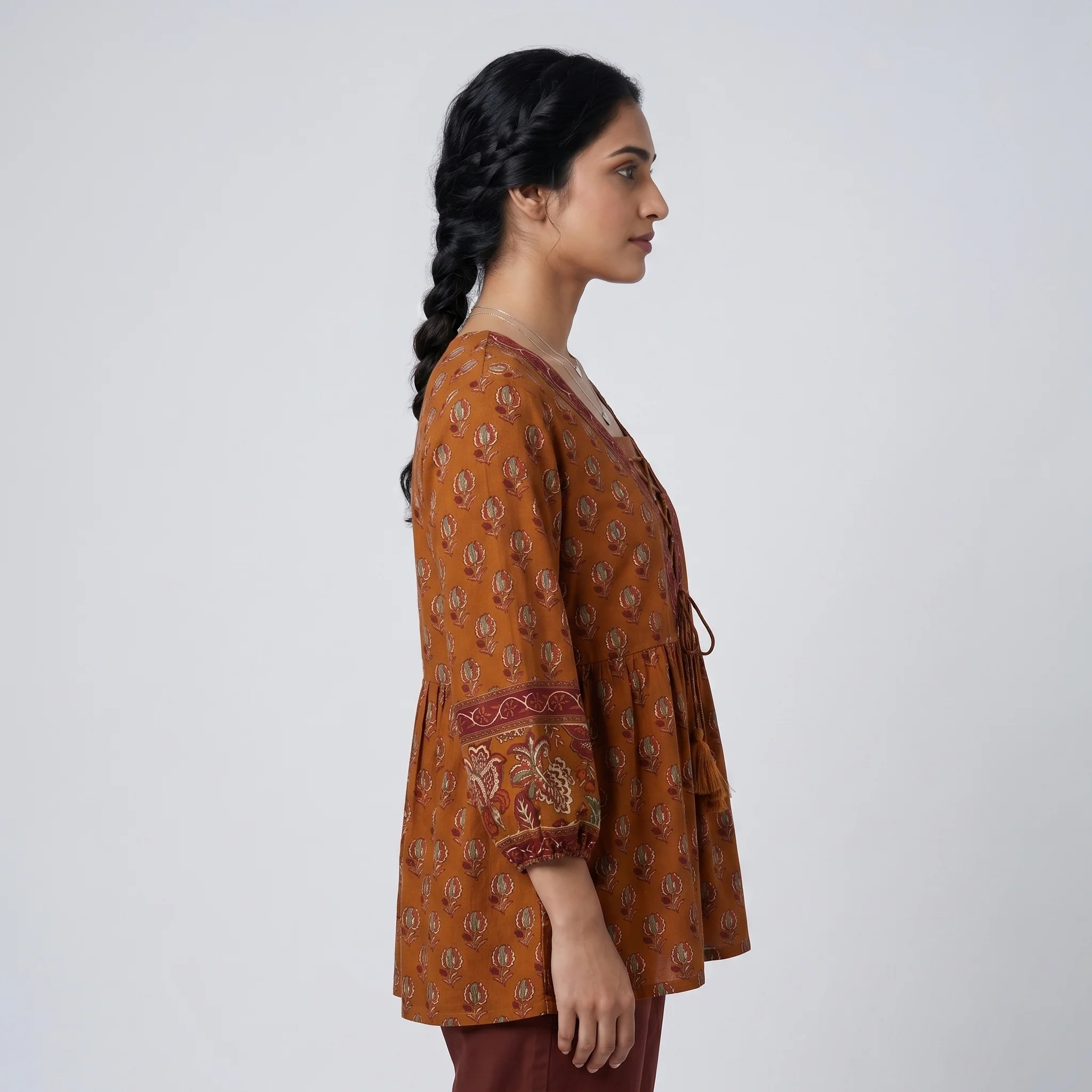 Printed V-Neck A-Line Tunic - Image 2