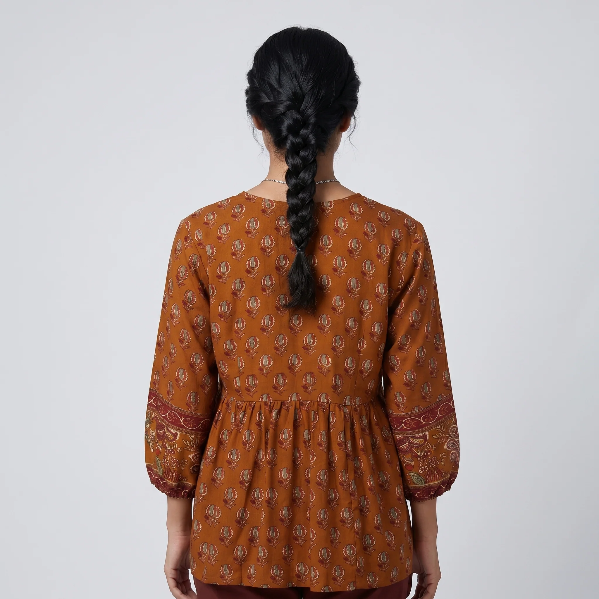 Printed V-Neck A-Line Tunic - Image 3